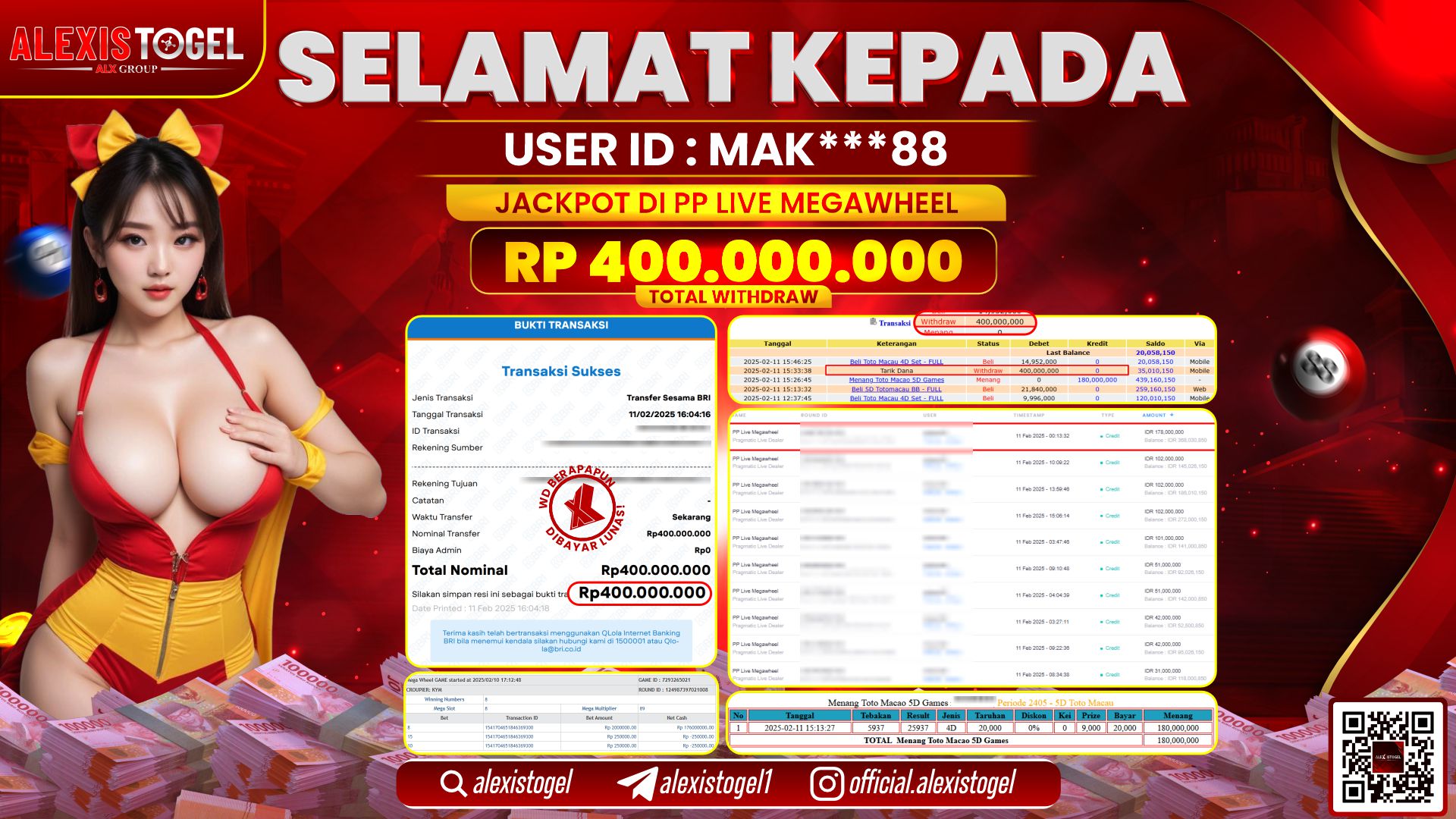 ALEXISTOGEL di PP LIVE MEGAWHEEL RP.400.000.000 LUNAS