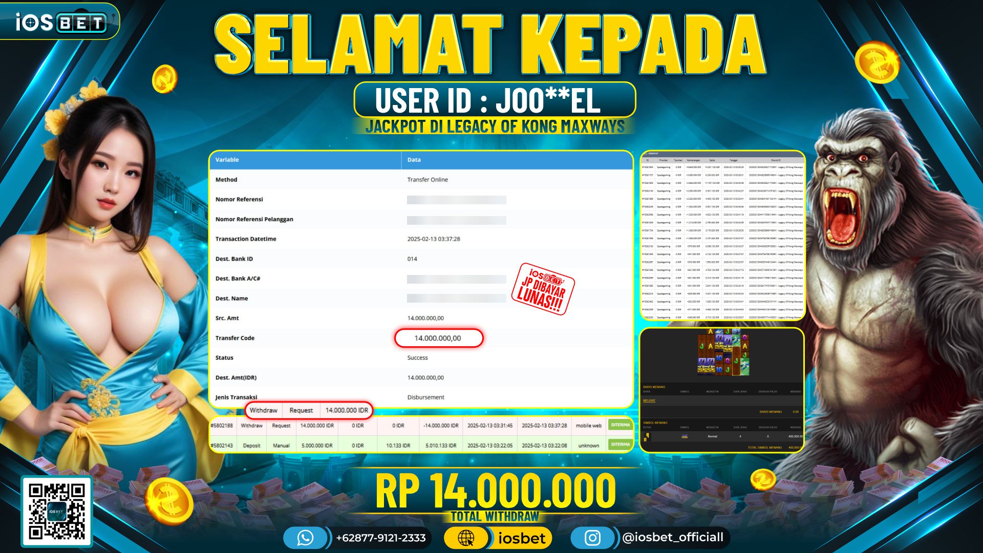 Bukti Pembayaran LUNAS SLOT GAME GACOR  Rp.14.000.000