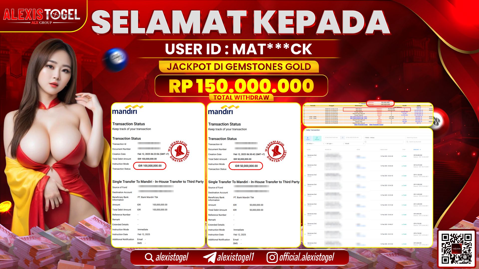 ALEXISTOGEL di SLOT GEMSTONES GOLD RP.150.000.000 LUNAS