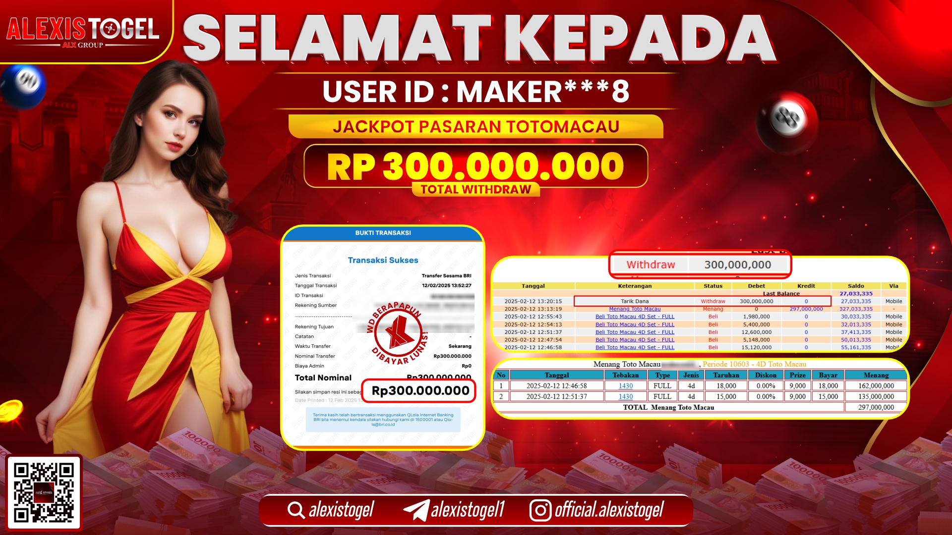 ALEXISTOGEL di TOGEL TOTOMACAU RP.300.000.000 LUNAS