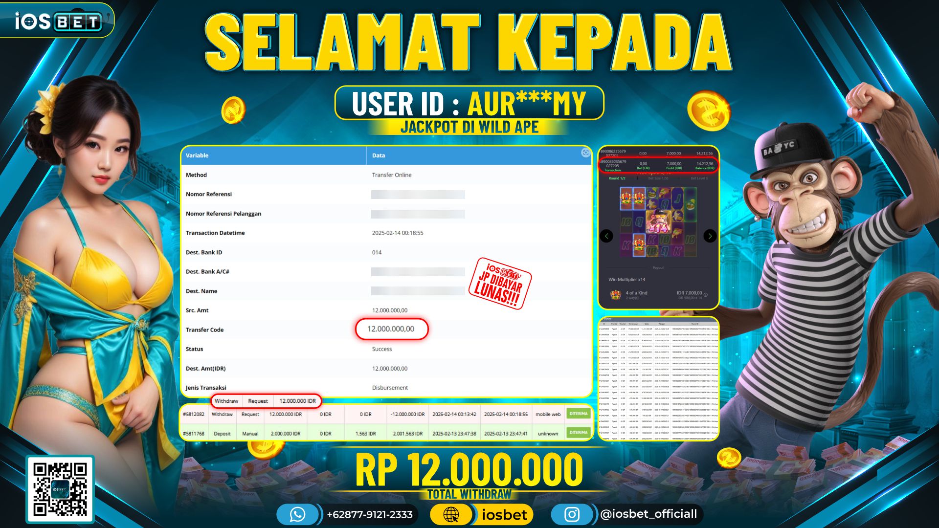 Bukti Pembayaran LUNAS SLOT GAME GACOR  Rp.12.000.000