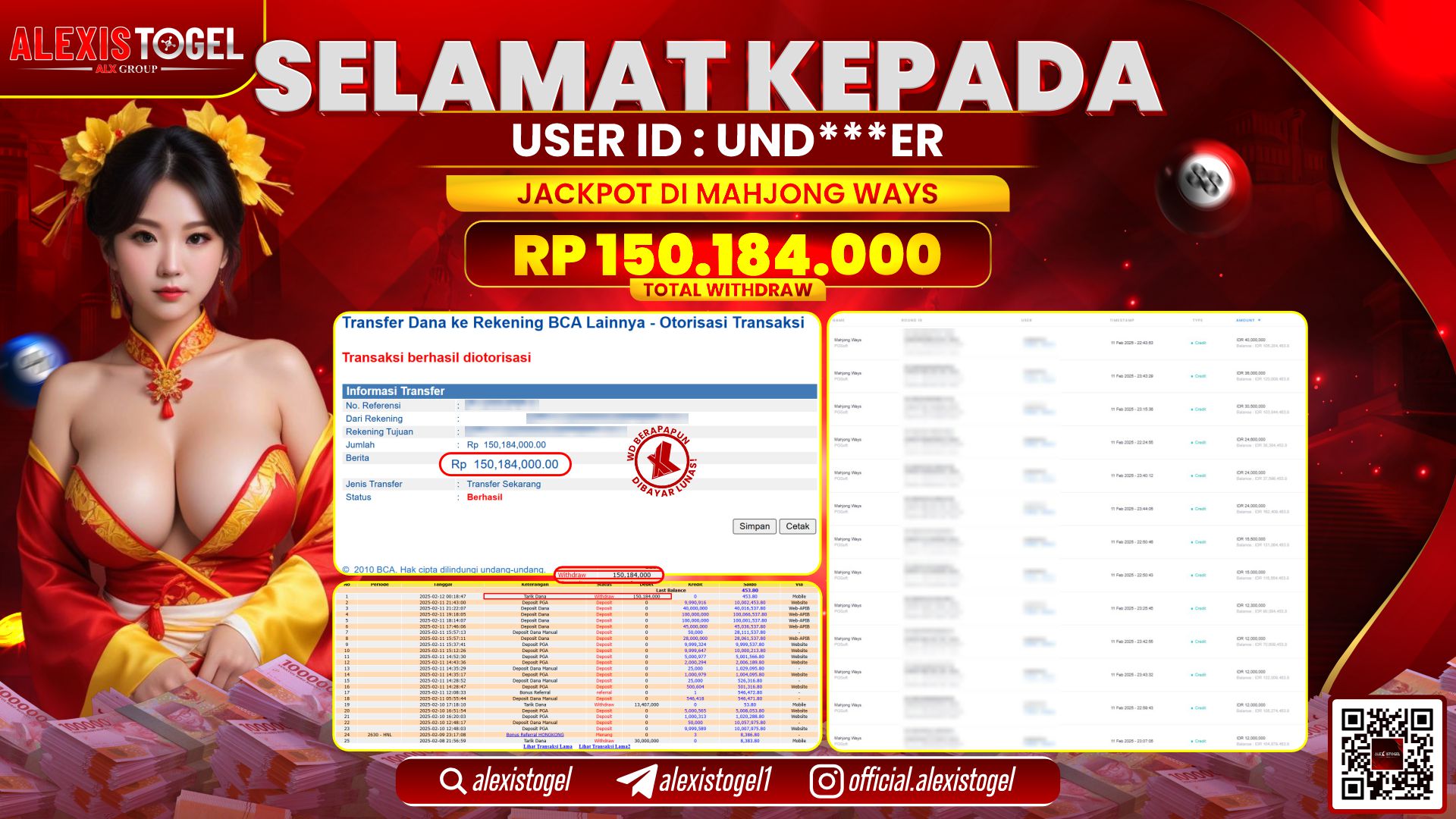 ALEXISTOGEL di SLOT MAHJONG WAYS RP.150.184.000 LUNAS