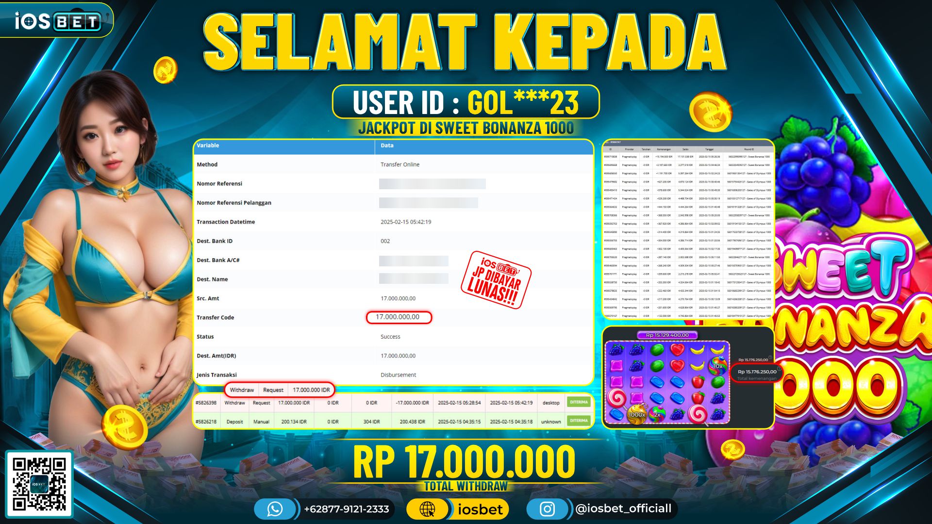 Bukti Pembayaran LUNAS SLOT GAME GACOR  Rp.17.00.000