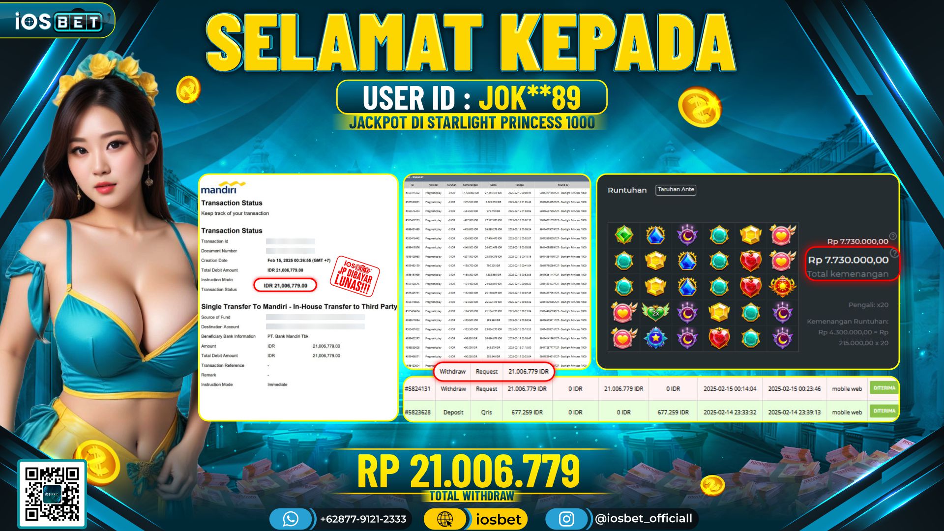 Bukti Pembayaran LUNAS SLOT GAME GACOR  Rp.21.006.779