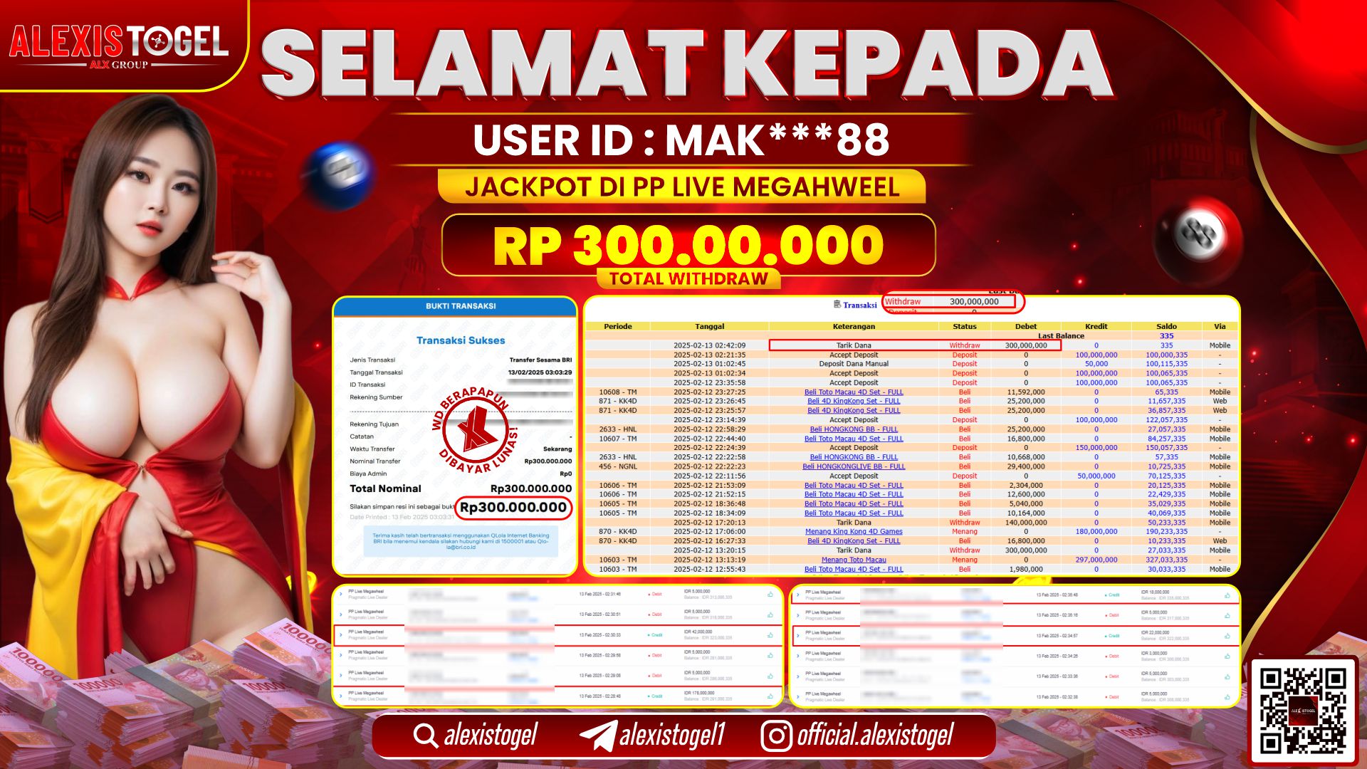 ALEXISTOGEL di PP LIVE MEGAWHEEL RP.300.000.000 LUNAS