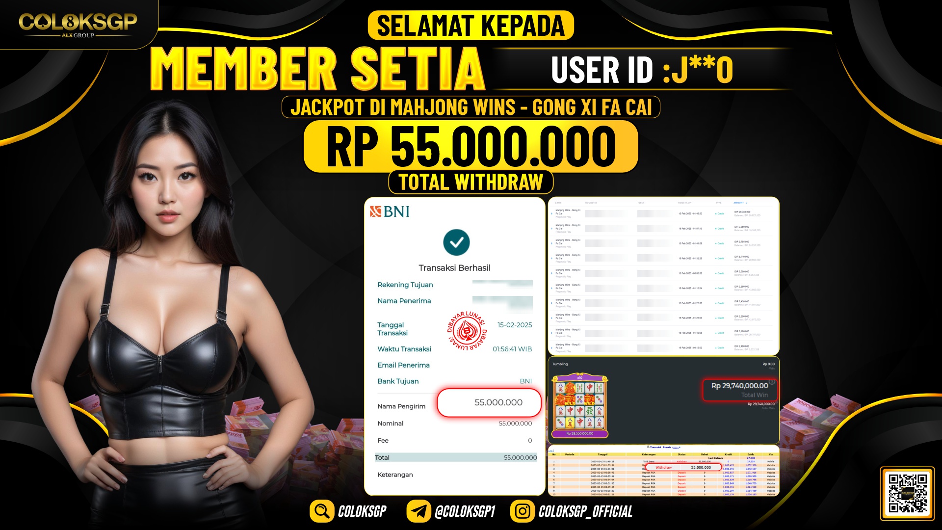 COLOKSGP JACKPOT SLOT GAMES RP 55.000.000 LUNAS