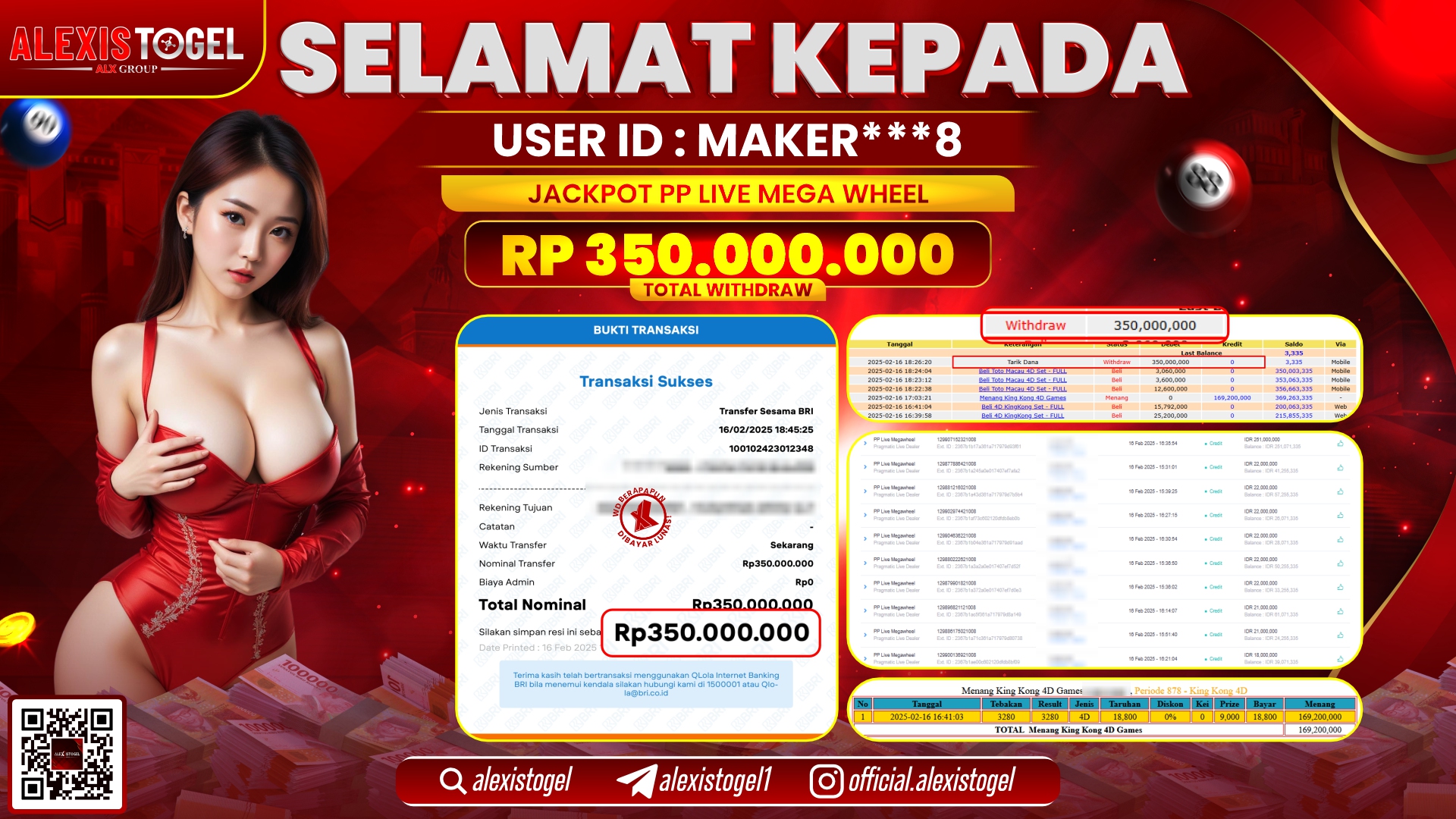 ALEXISTOGEL di PP LIVE MEGAWHEEL RP.350.000.000 LUNAS