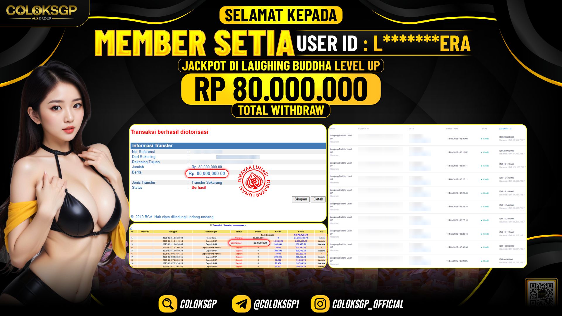 COLOKSGP JACKPOT SLOT GAMES RP 80.000.000 LUNAS