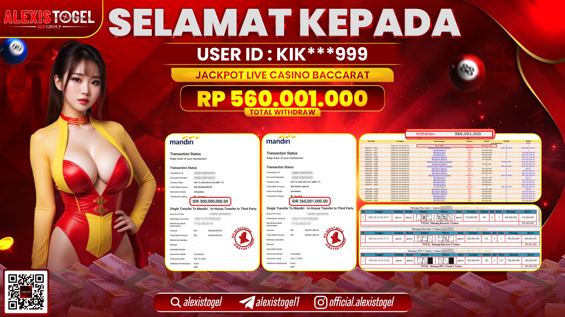 ALEXISTOGEL di LIVE CASINO BACCARAT RP.560.001.000 LUNAS