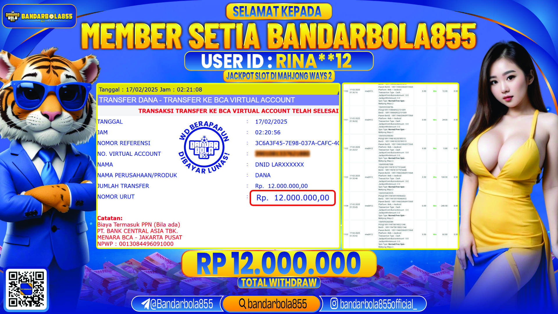 🎖 JACKPOT DI BANDARBOLA855 🎖
