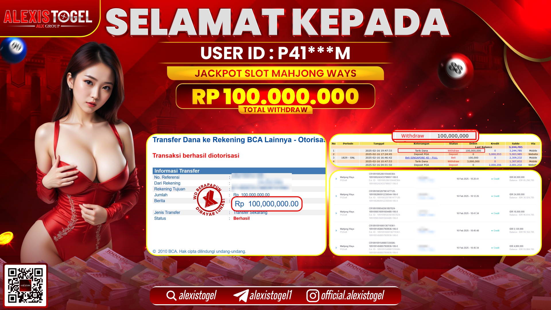 ALEXISTOGEL di SLOT MAHJONG WAYS RP.100.000.000 LUNAS