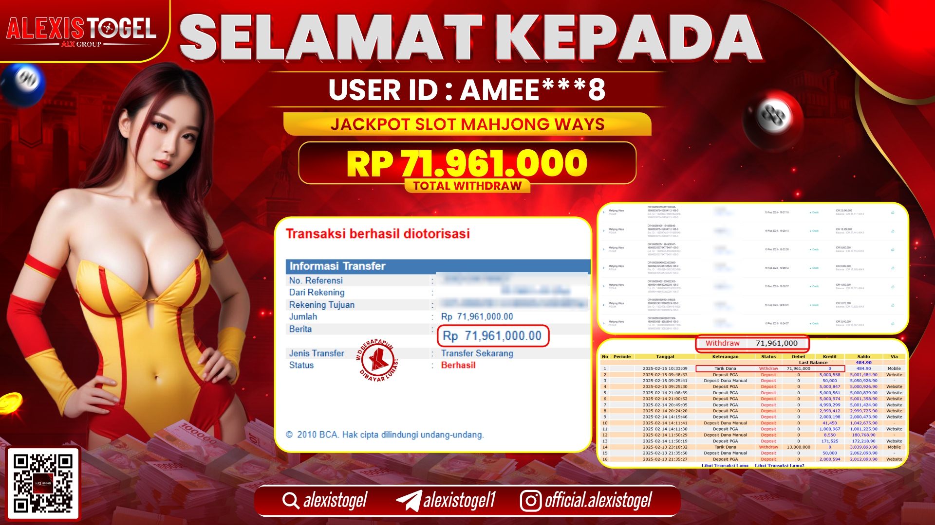 ALEXISTOGEL di SLOT MAHJONG WAYS RP.71.961.000 LUNAS