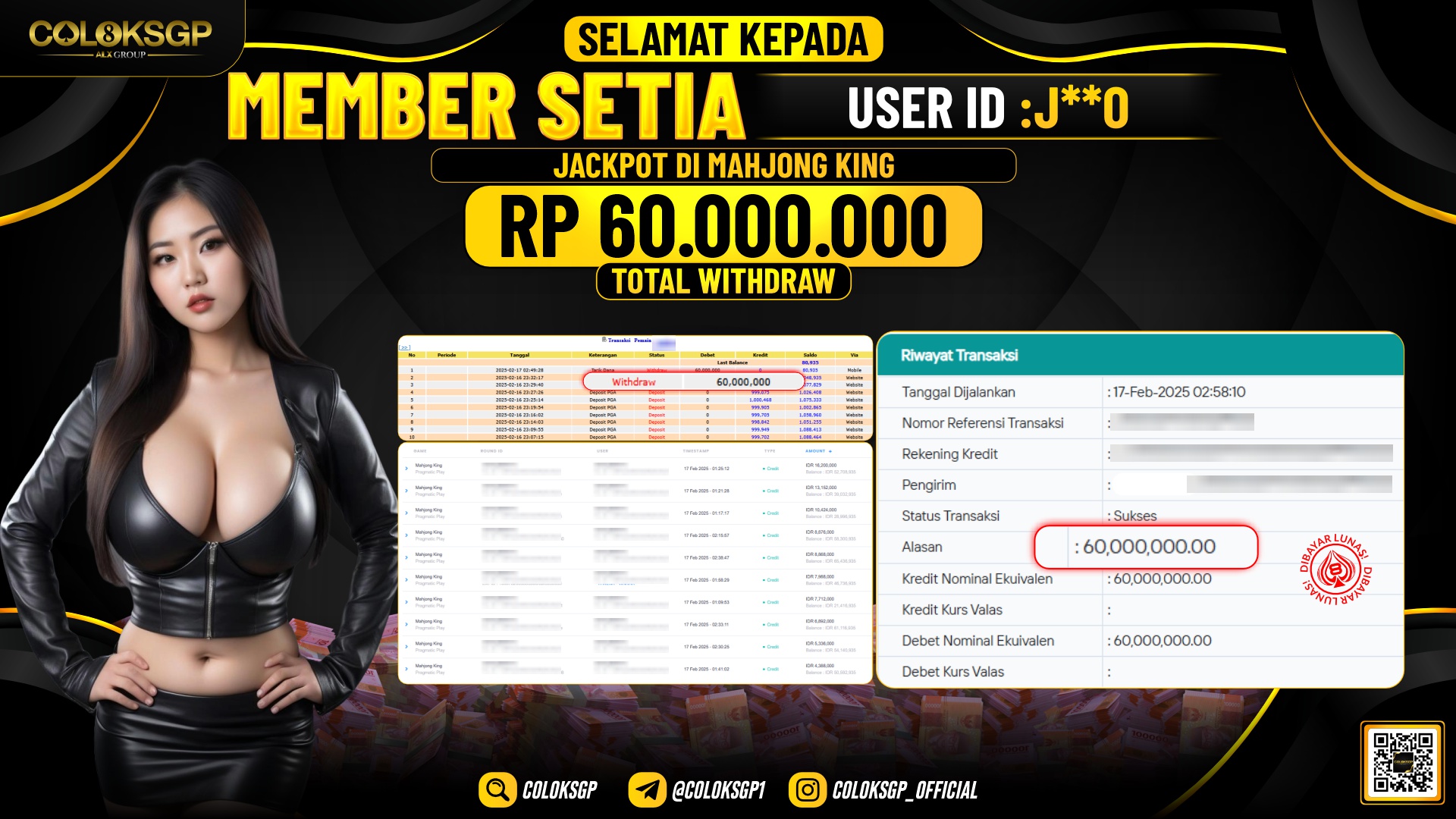 COLOKSGP JACKPOT SLOT GAMES RP 60.000.000 LUNAS