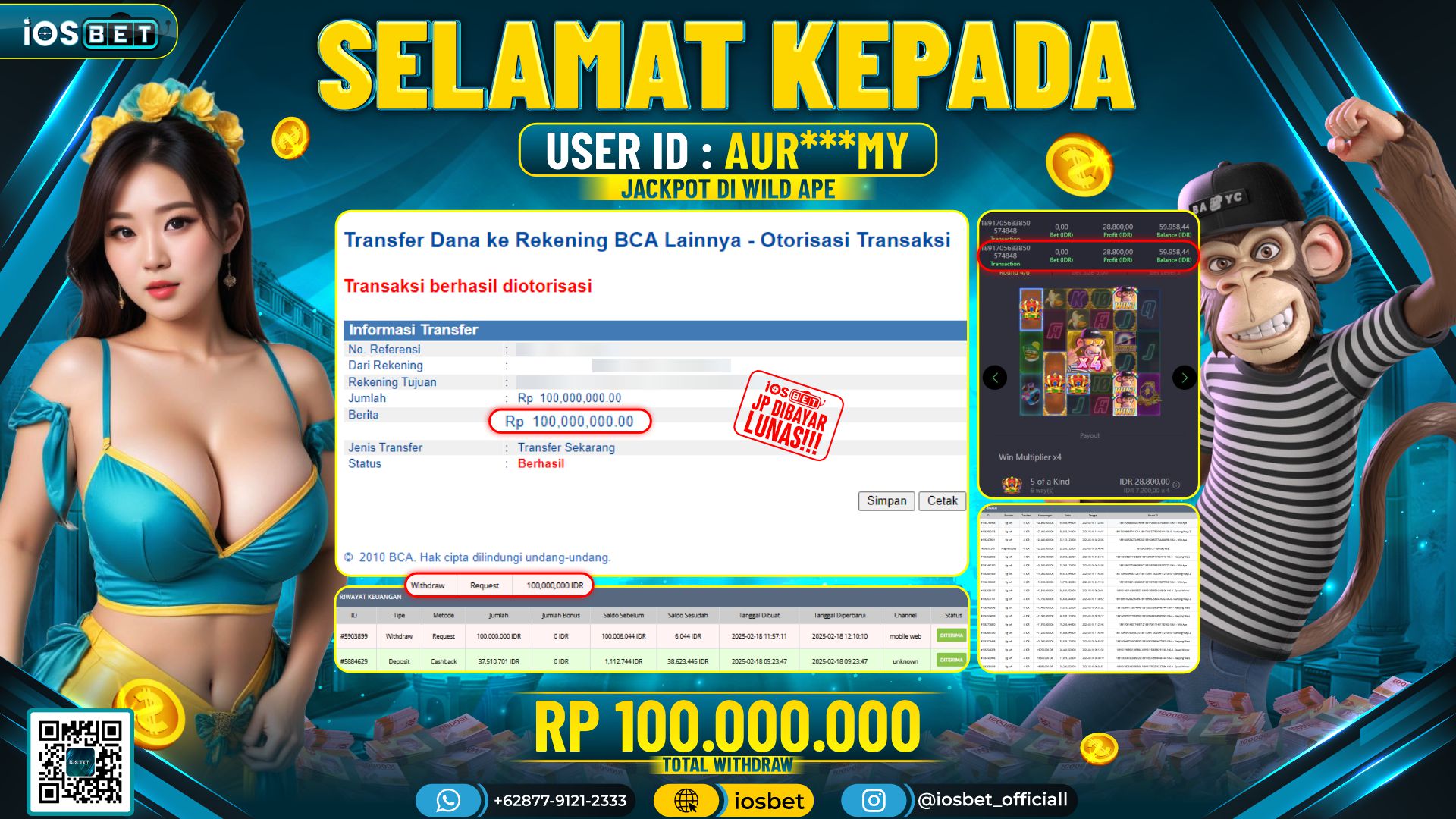 Bukti Pembayaran LUNAS SLOT GAME GACOR Rp.100.000.000,-