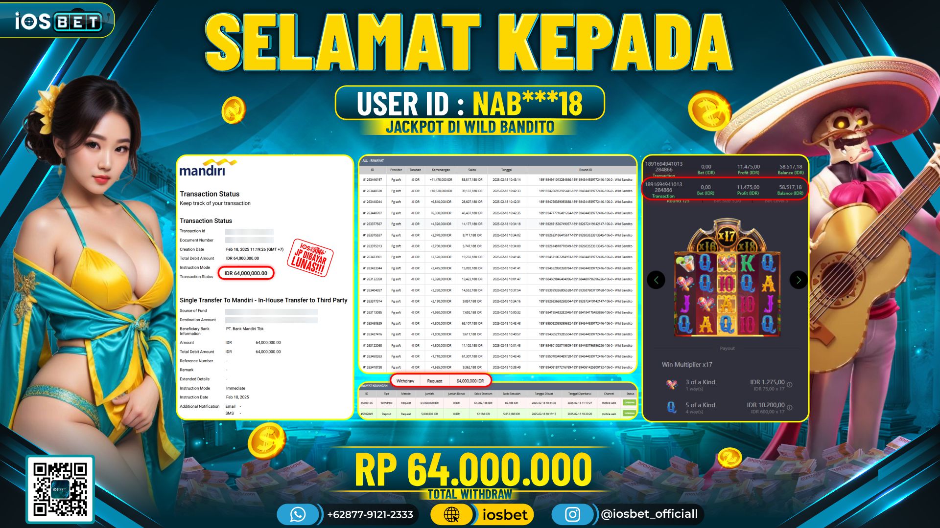 Bukti Pembayaran LUNAS SLOT GAME GACOR Rp.64.000.000,-