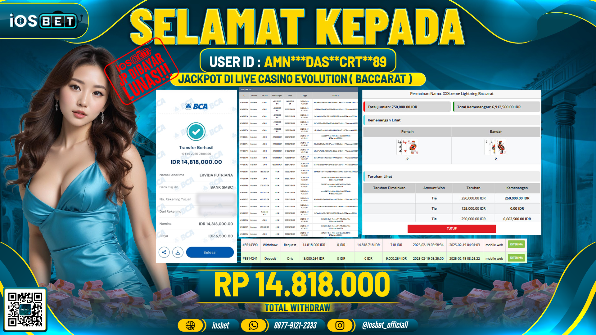 Bukti Pembayaran LUNAS LIVE GAME GACOR Rp.14.818.000,-