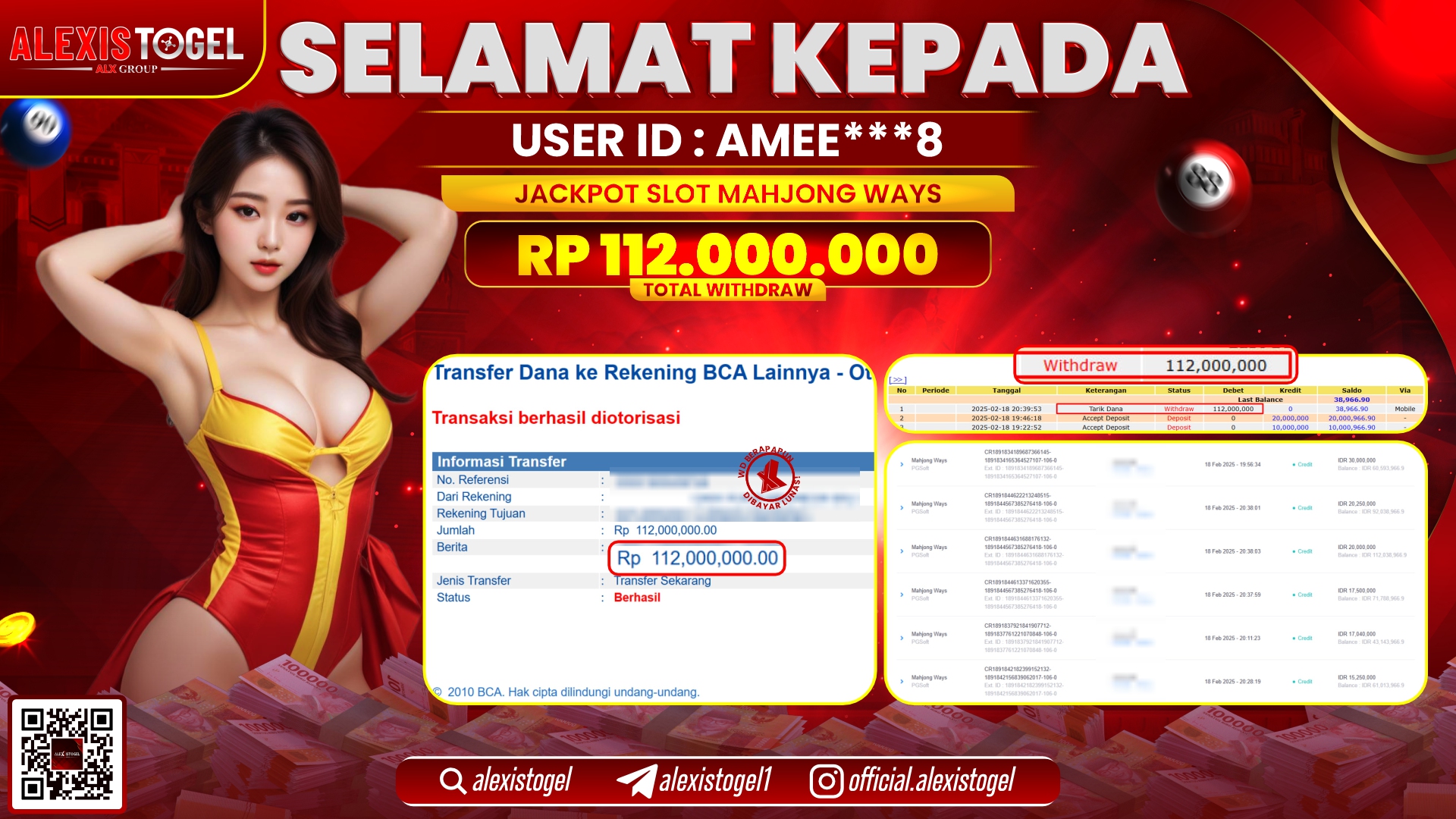 ALEXISTOGEL di SLOT MAHJONG WAYS RP.112.000.000 LUNAS