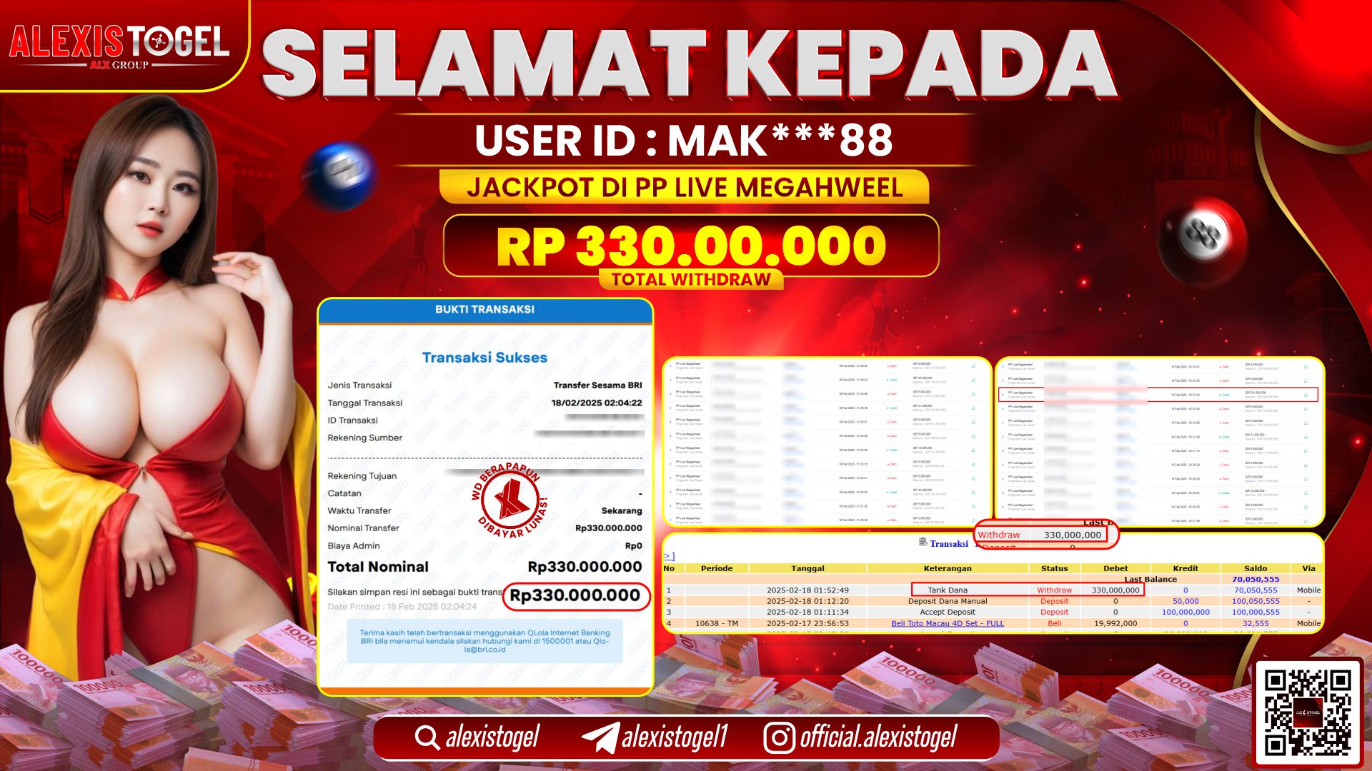 ALEXISTOGEL di PP LIVE MEGAWHEEL RP.330.000.000 LUNAS