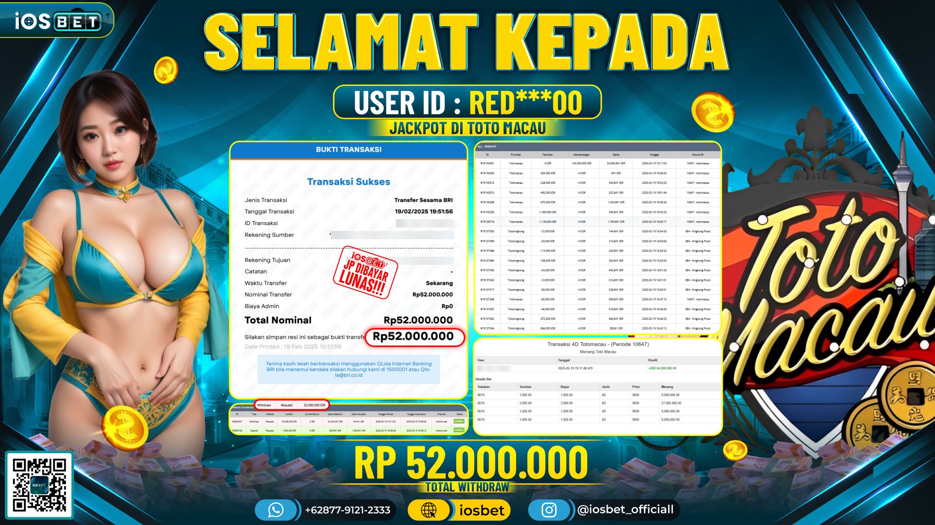 Bukti Pembayaran LUNAS DI TOGEL TOTO MACAU  Rp.52.000.000