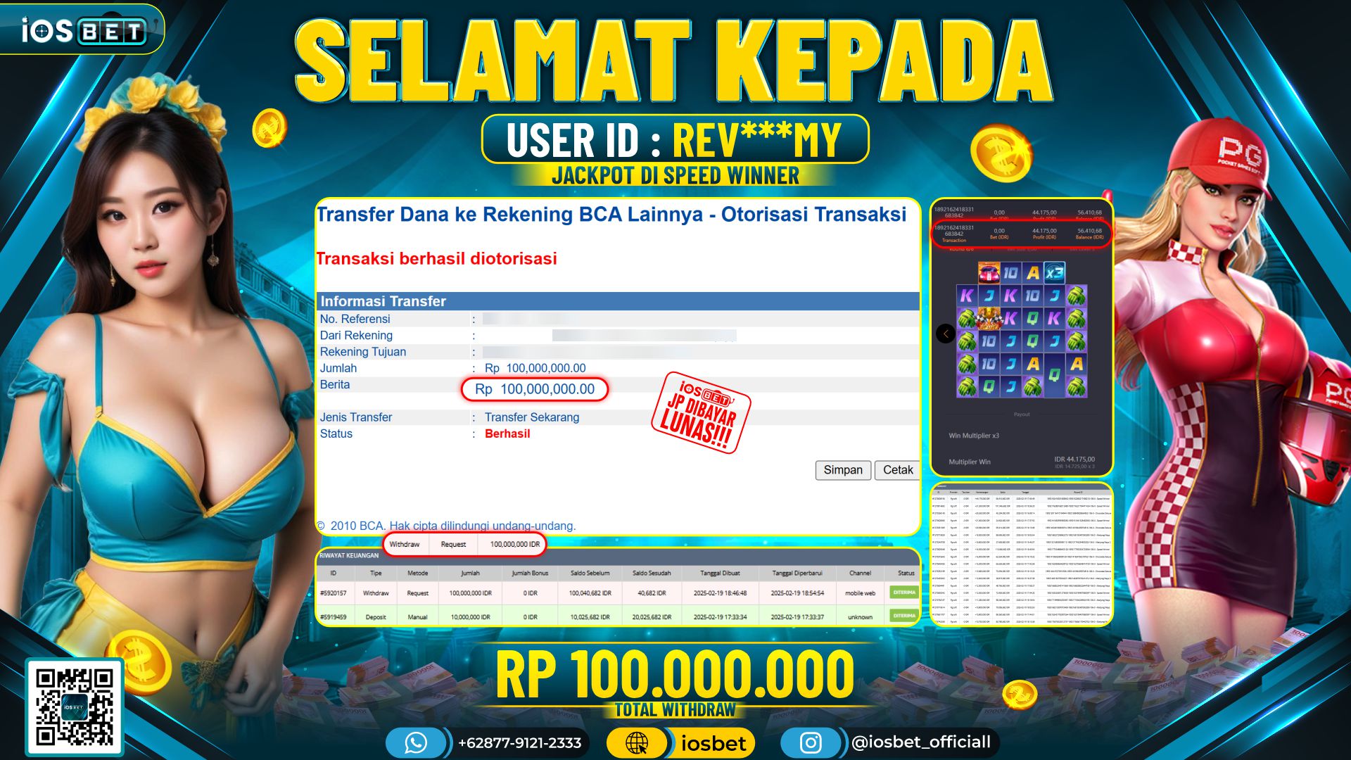 Bukti Pembayaran LUNAS DI SLOT GAME GACOR Rp.100.000.000