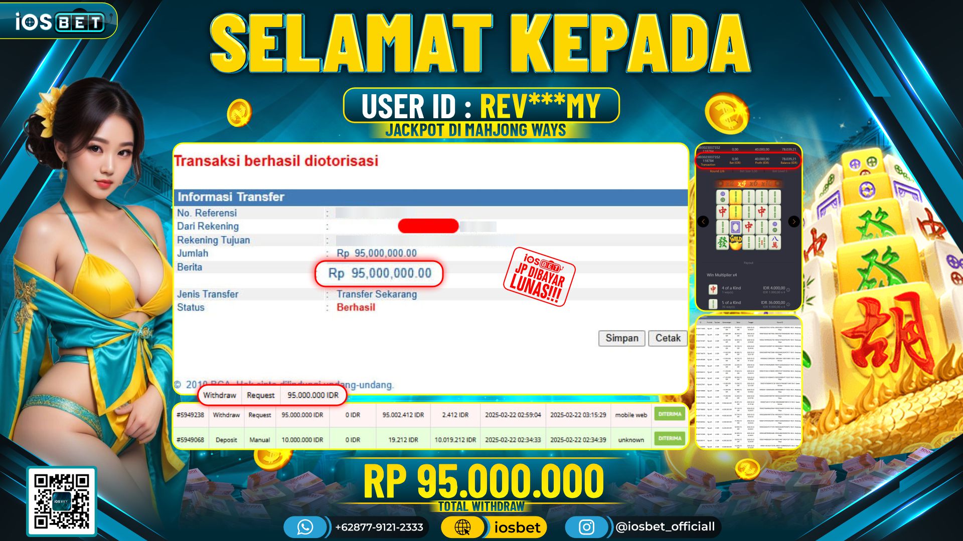 Bukti Pembayaran LUNAS DI SLOT GAME GACOR Rp.95.000.000
