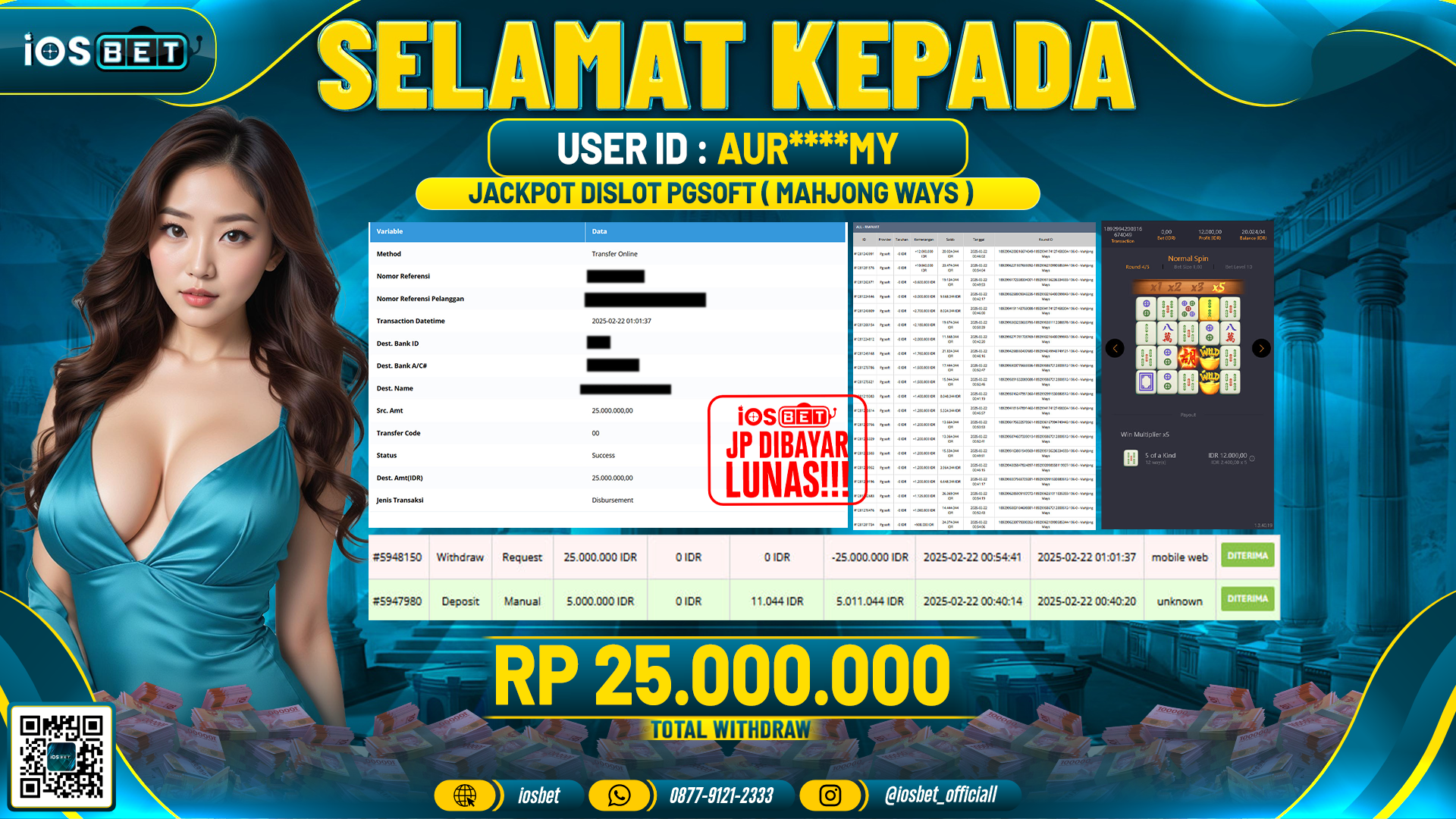 Bukti Pembayaran LUNAS DI SLOT GAME GACOR Rp.25.000.000