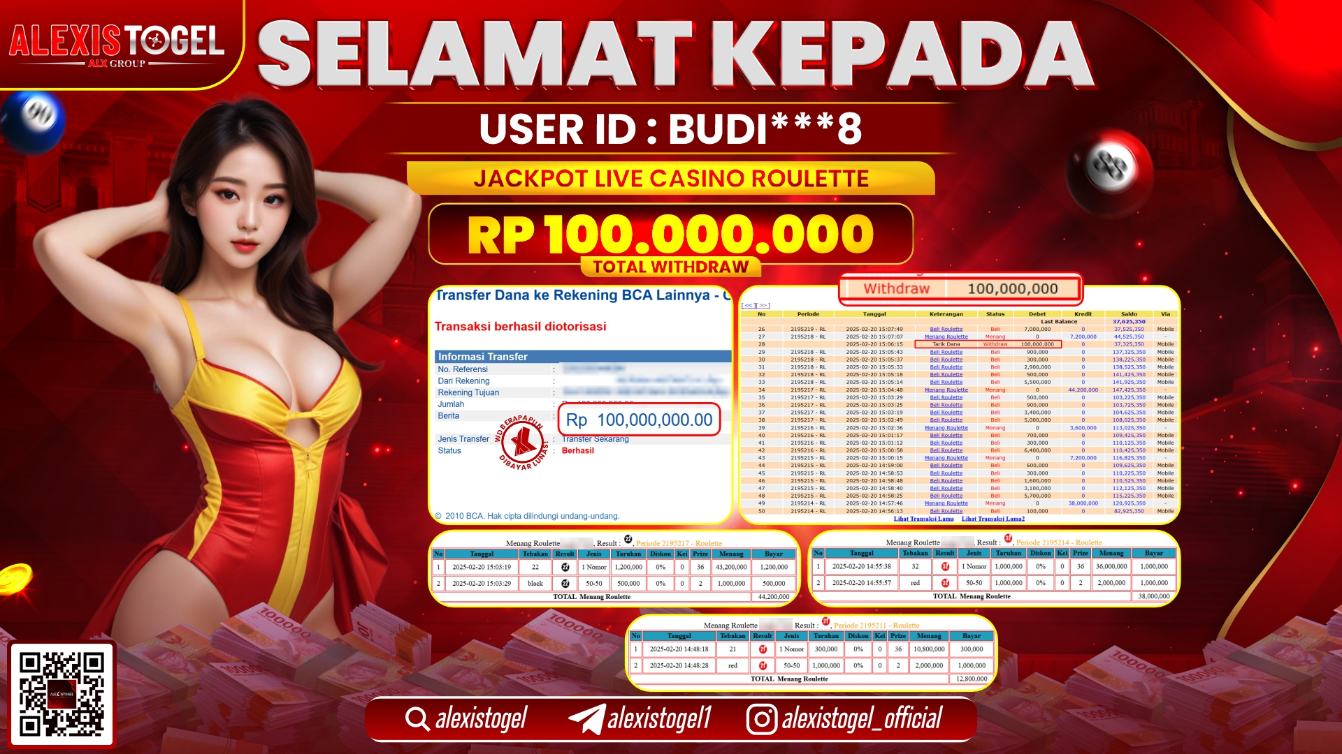 ALEXISTOGEL di LIVE CASINO ROULETTE RP.100.000.000 LUNAS