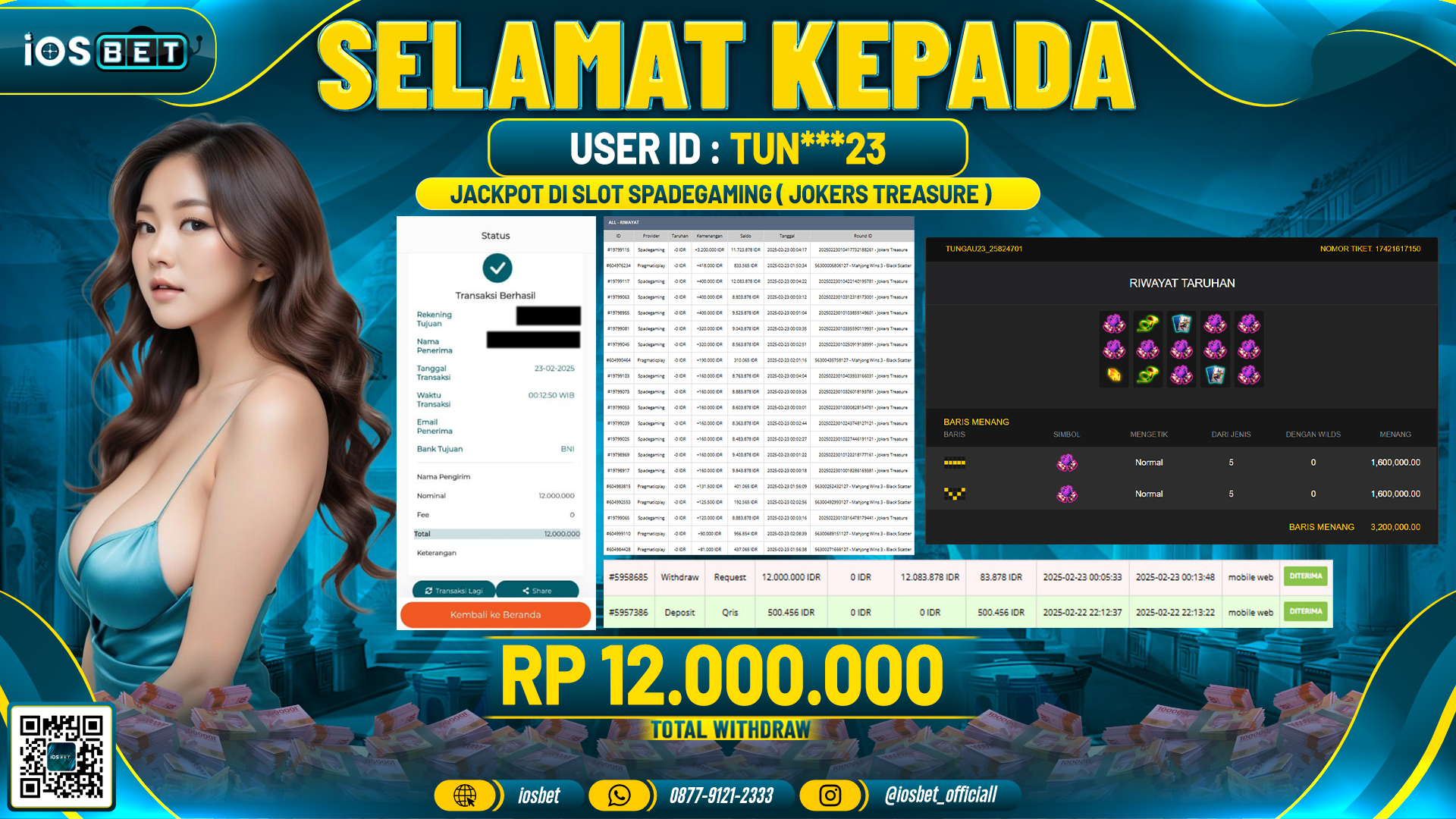Bukti Pembayaran LUNAS SLOT GAME GACOR Rp.12.000.000,-