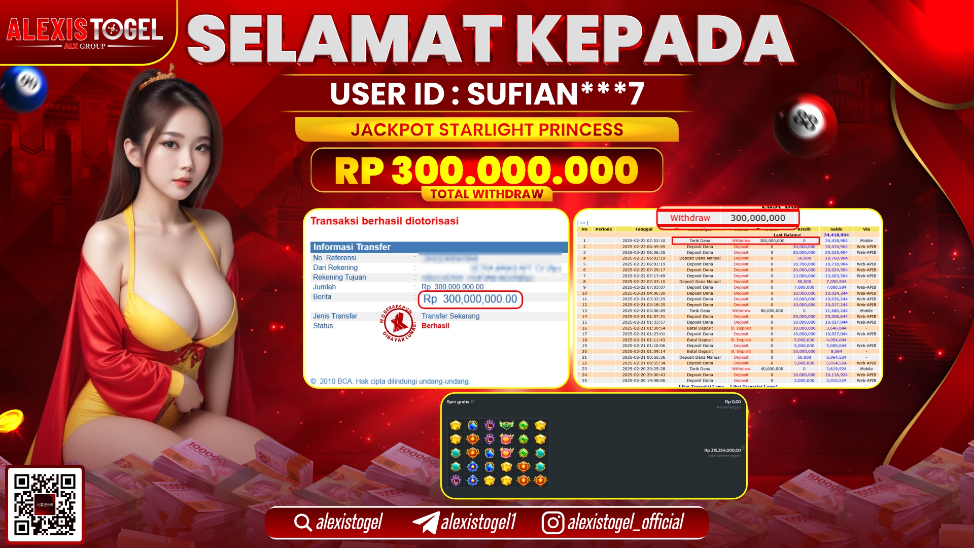 ALEXISTOGEL di SLOT STARLIGHT PRINCESS RP.300.000.000 LUNAS