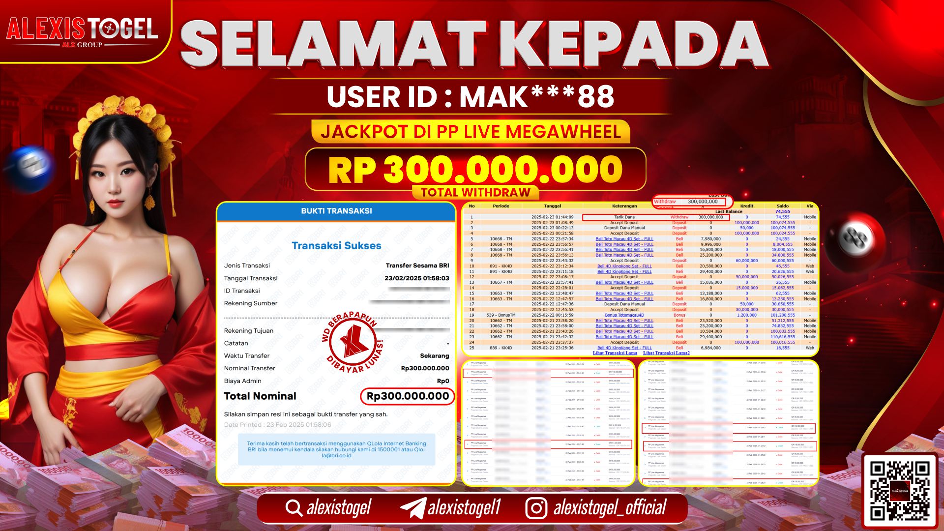 ALEXISTOGEL di PP LIVE MEGAWHEEL RP.300.000.000 LUNAS