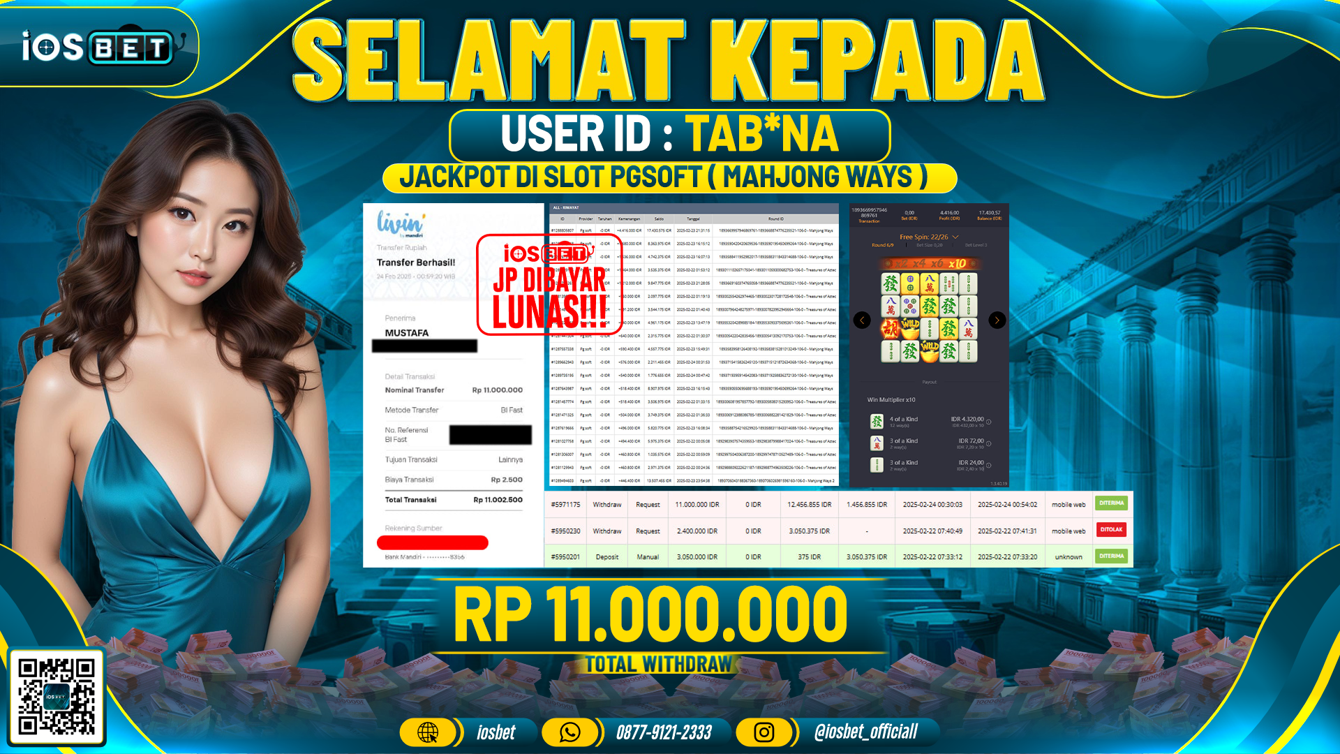 Bukti Pembayaran LUNAS SLOT GAME GACOR Rp.11.000.000,-