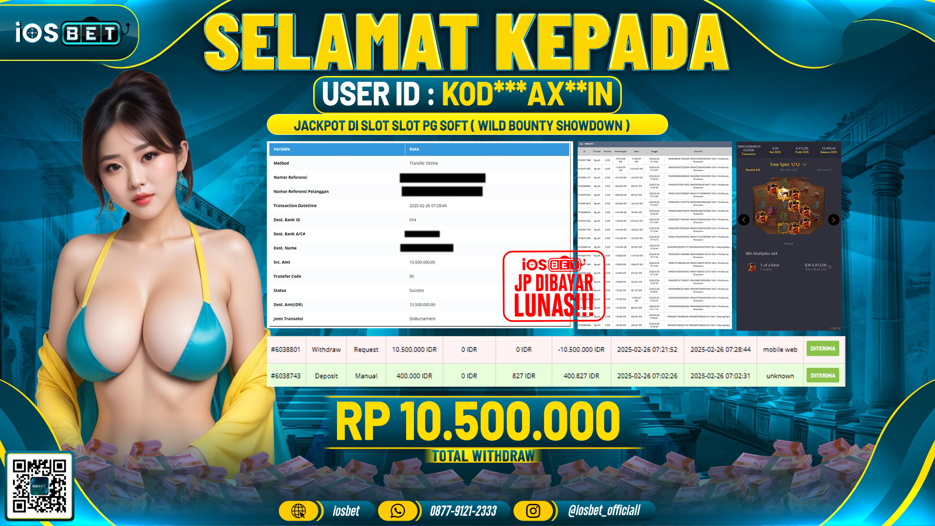 Bukti Pembayaran LUNAS SLOT GAME GACOR Rp.10.500.000,-