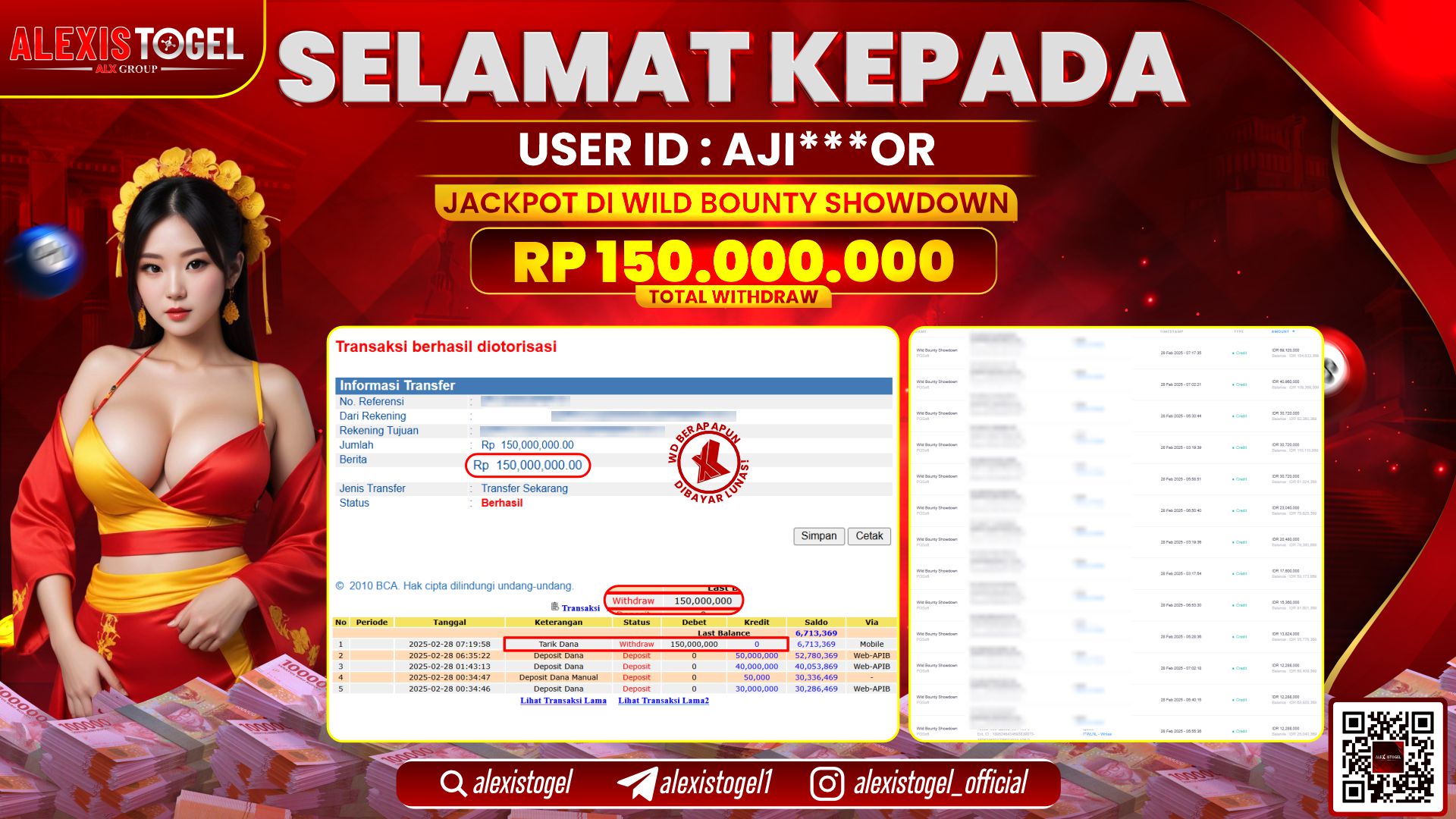 ALEXISTOGEL di CASINO ROULETTE RP.150.000.000 LUNAS