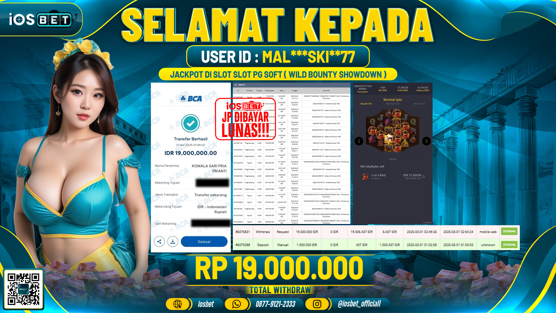Bukti Pembayaran LUNAS SLOT GAME GACOR Rp.19.000.000,-