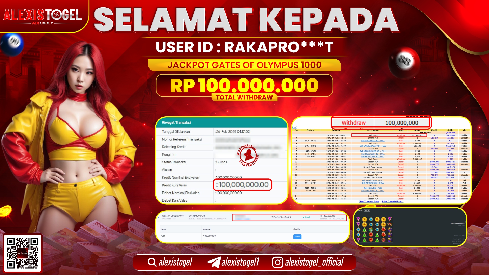 ALEXISTOGEL di SLOT GATES OF OLYMPUS RP.100.000.000 LUNAS