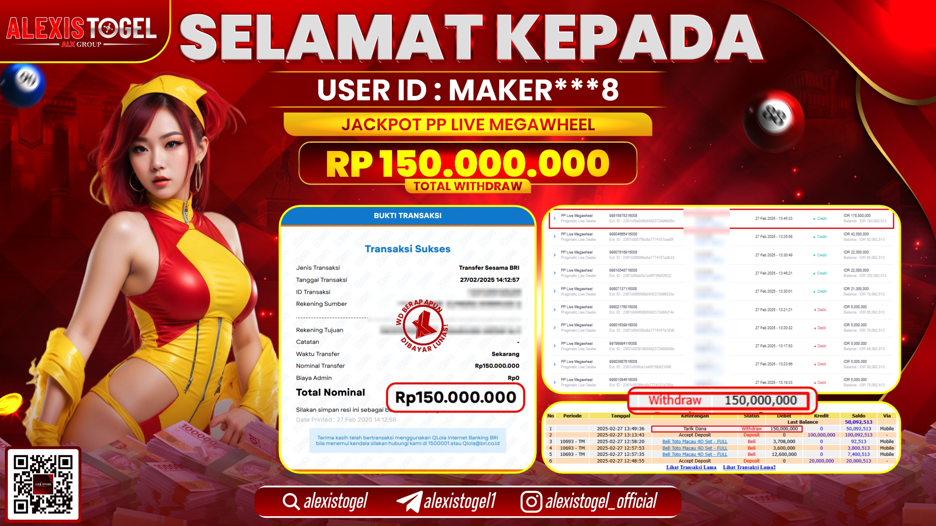 ALEXISTOGEL di PP LIVE MEGAWHEEL RP.150.000.000 LUNAS