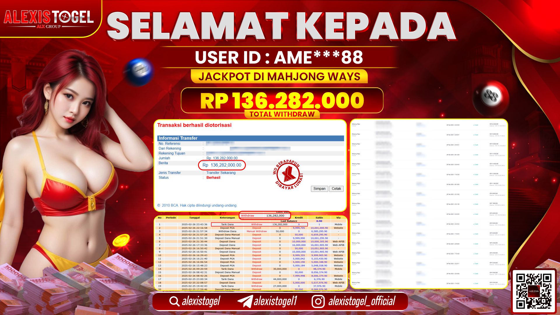 ALEXISTOGEL di SLOT MAHJONG WAYS RP.136.282.000 LUNAS