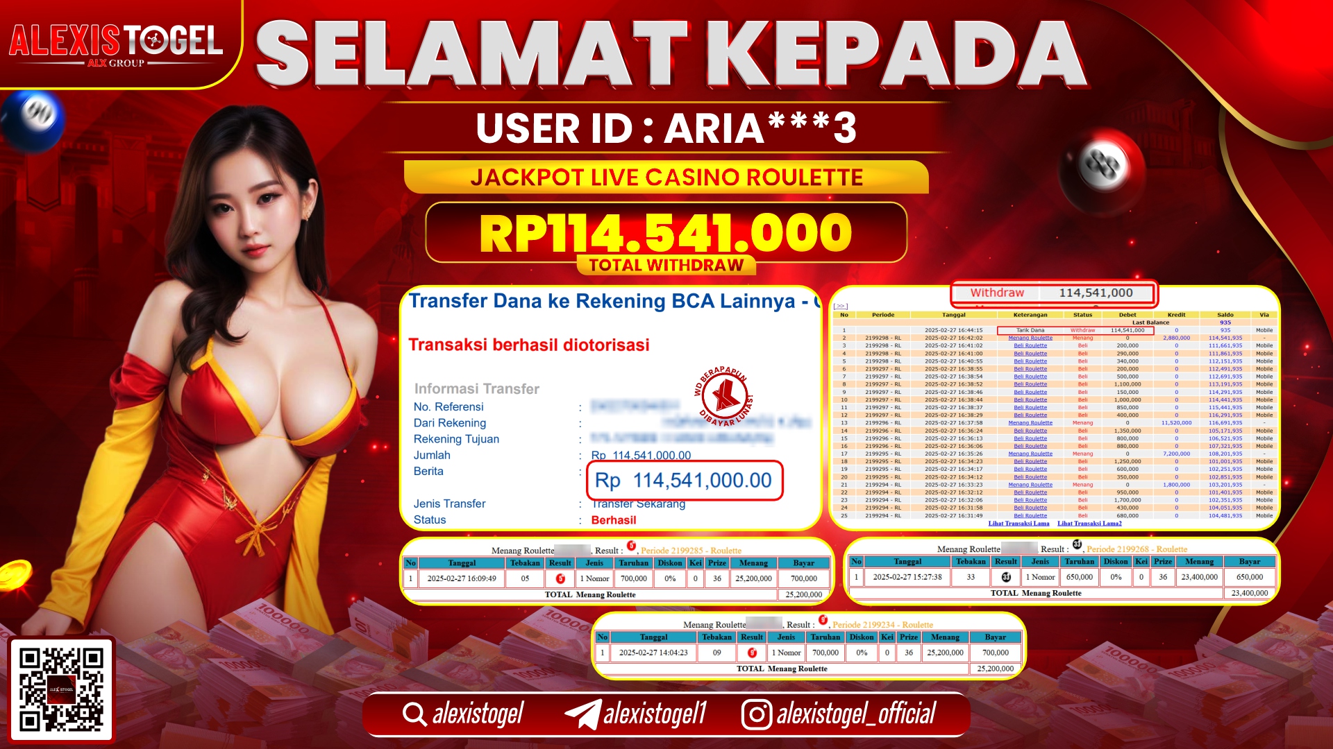 ALEXISTOGEL di LIVE CASINO ROULETTE RP.114.541.000 LUNAS