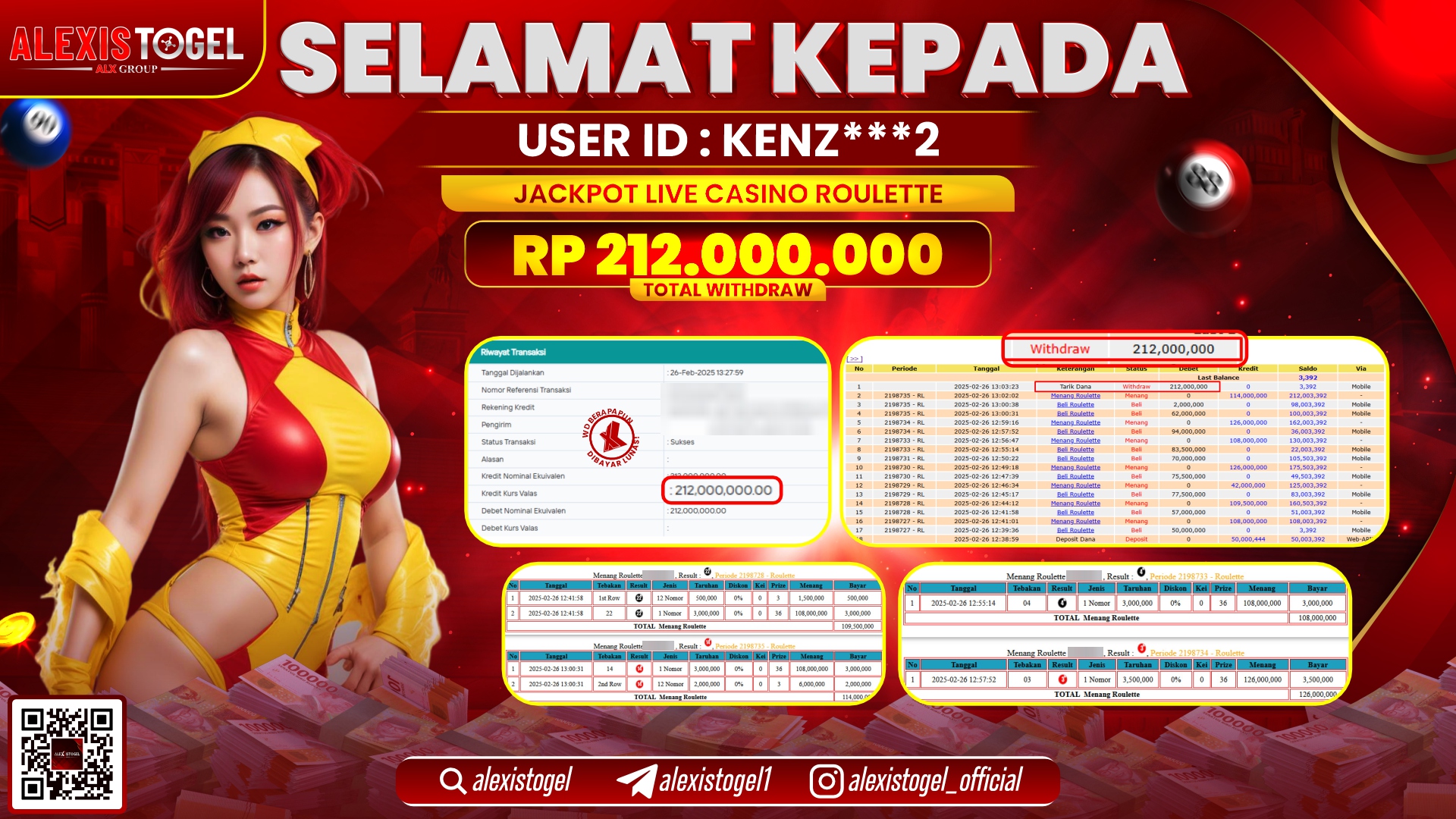 ALEXISTOGEL di LIVE CASINO ROULETTE RP.212.000.000 LUNAS