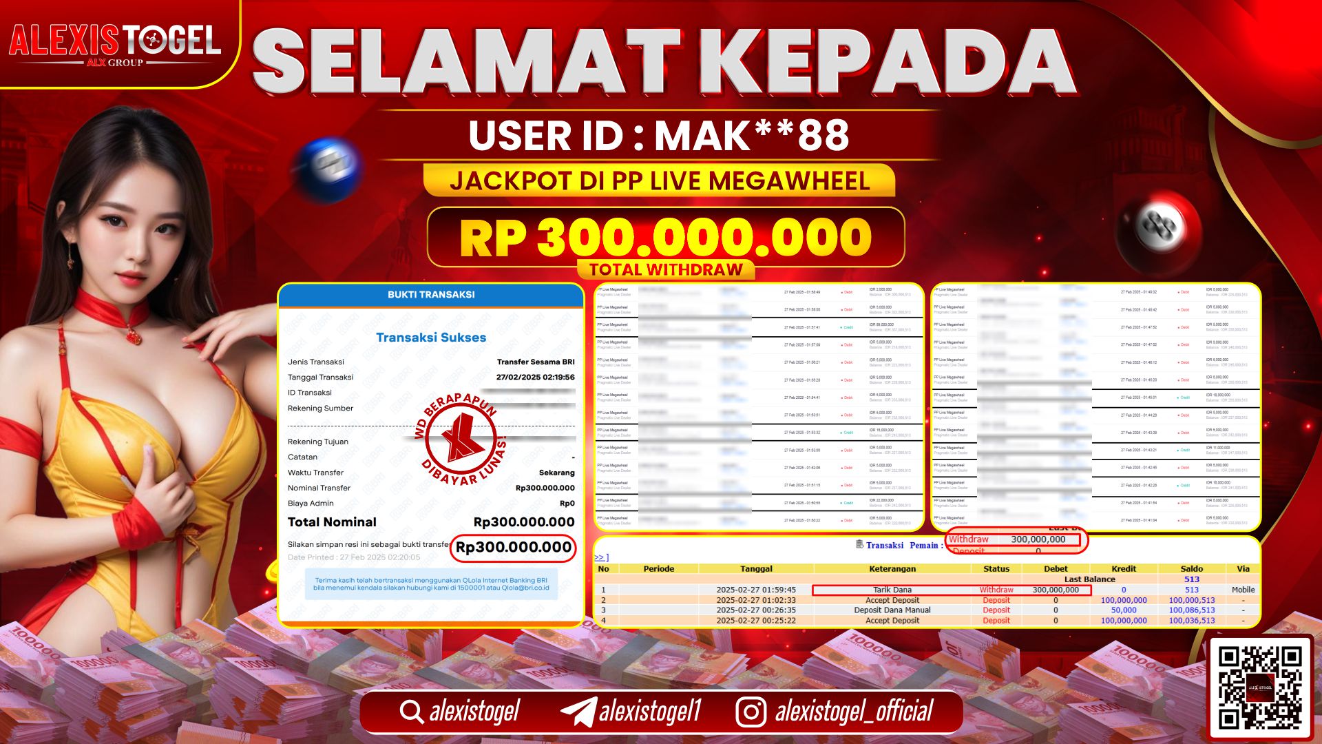 ALEXISTOGEL di PP LIVE MEGAWHEEL RP.300.000.000 LUNAS