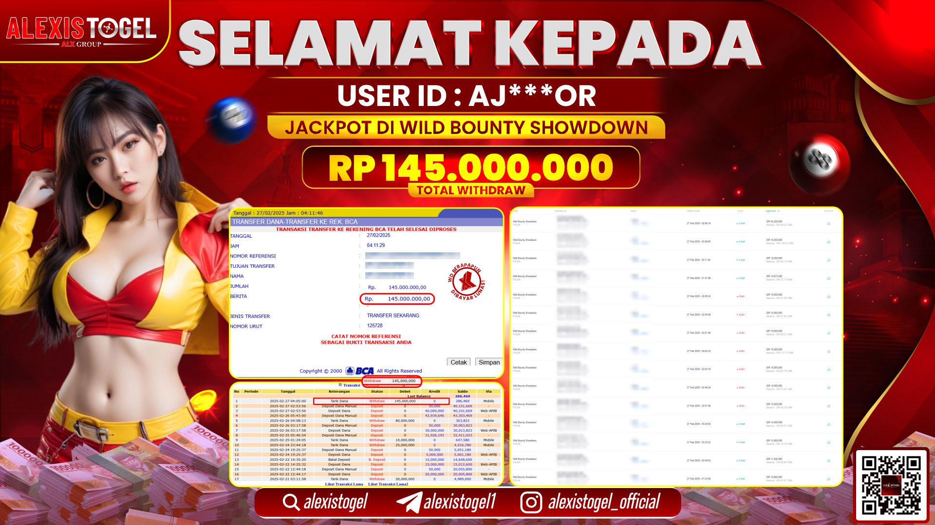 ALEXISTOGEL di SLOT WILD BOUNTY RP.145.000.000 LUNAS