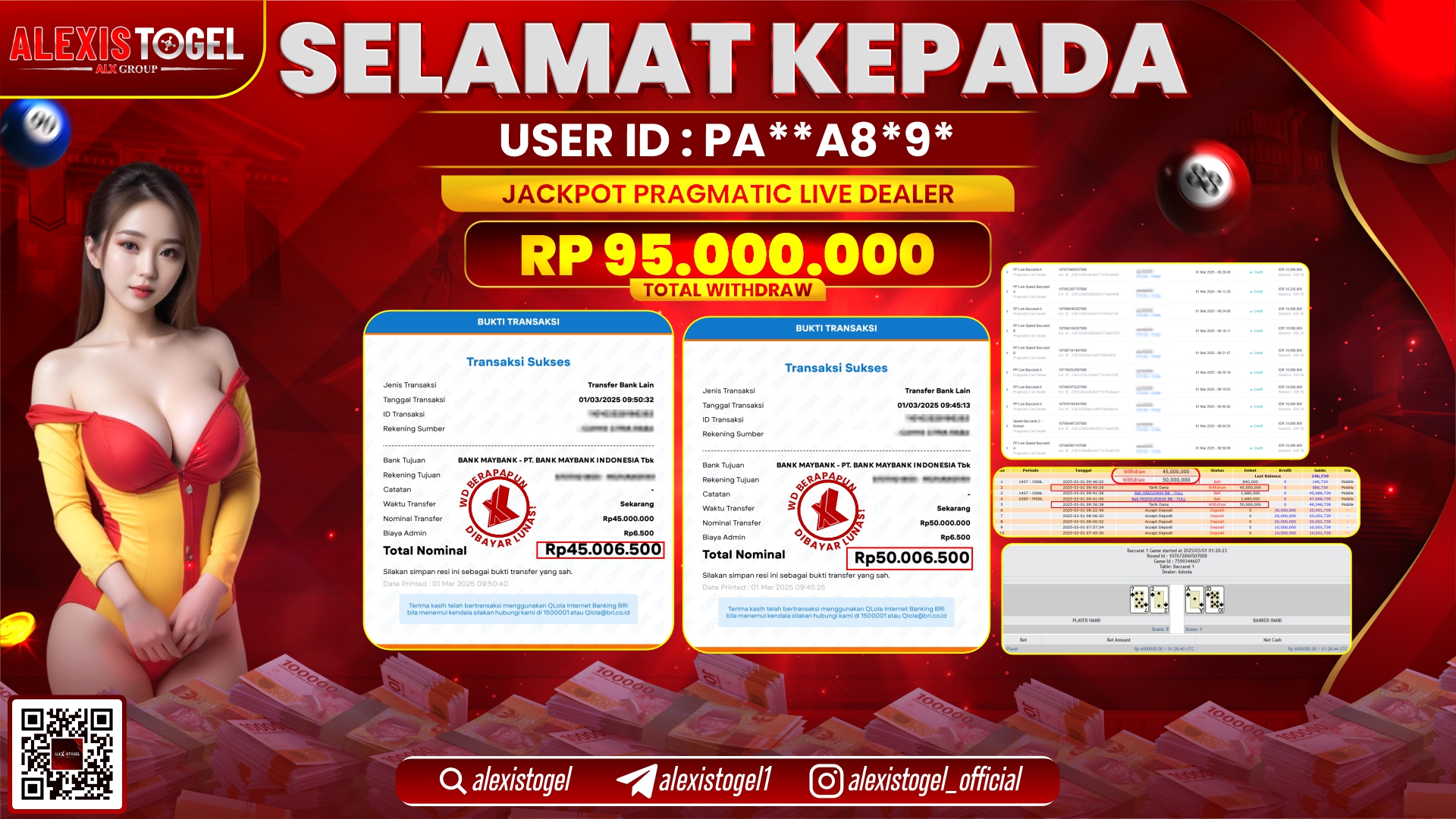 ALEXISTOGEL di SLOT PRAGMATIC LIVE DEALER RP.95.000.000 LUNAS