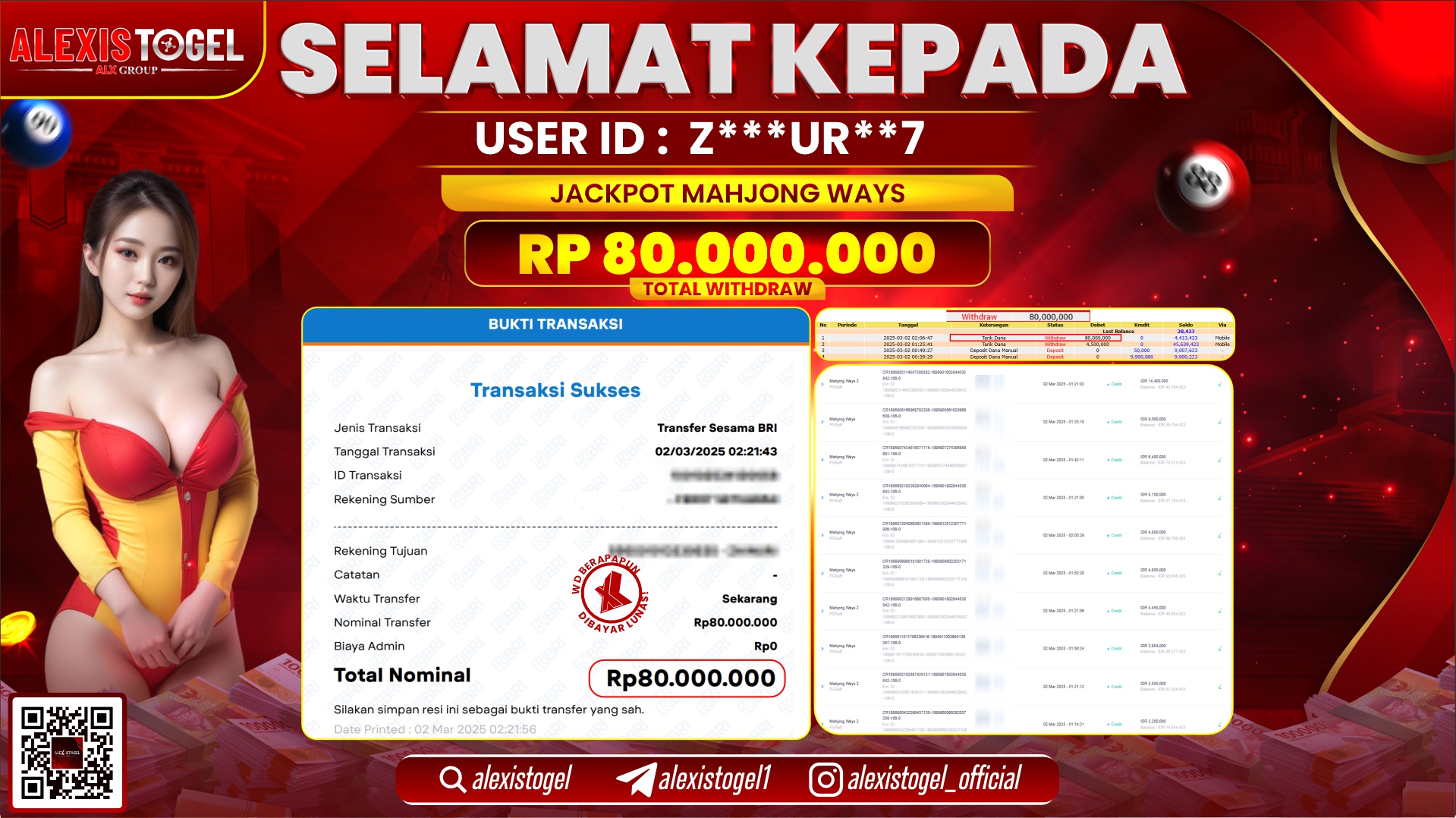 ALEXISTOGEL di SLOT MAHJONG WAYS RP.80.000.000 LUNAS