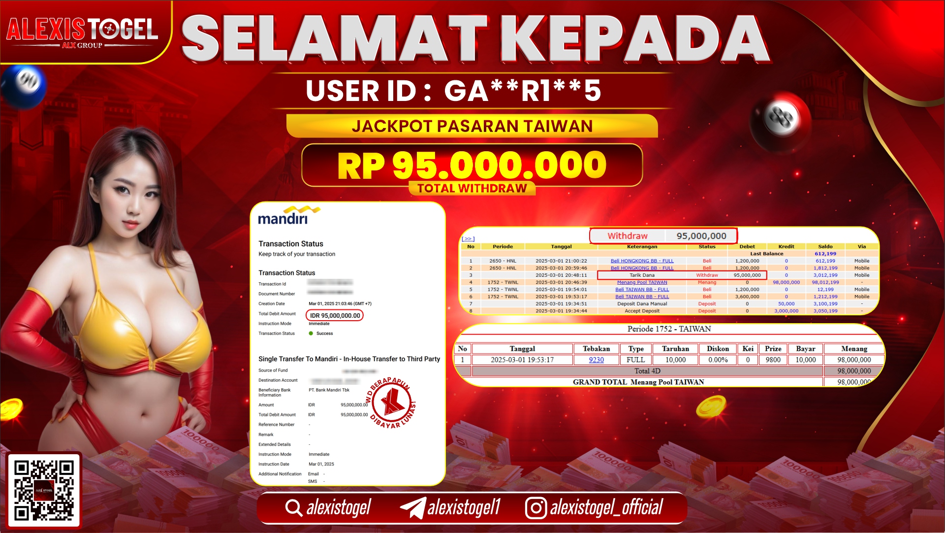 ALEXISTOGEL di TOGEL TAIWAN POOLS RP.95.000.000 LUNAS