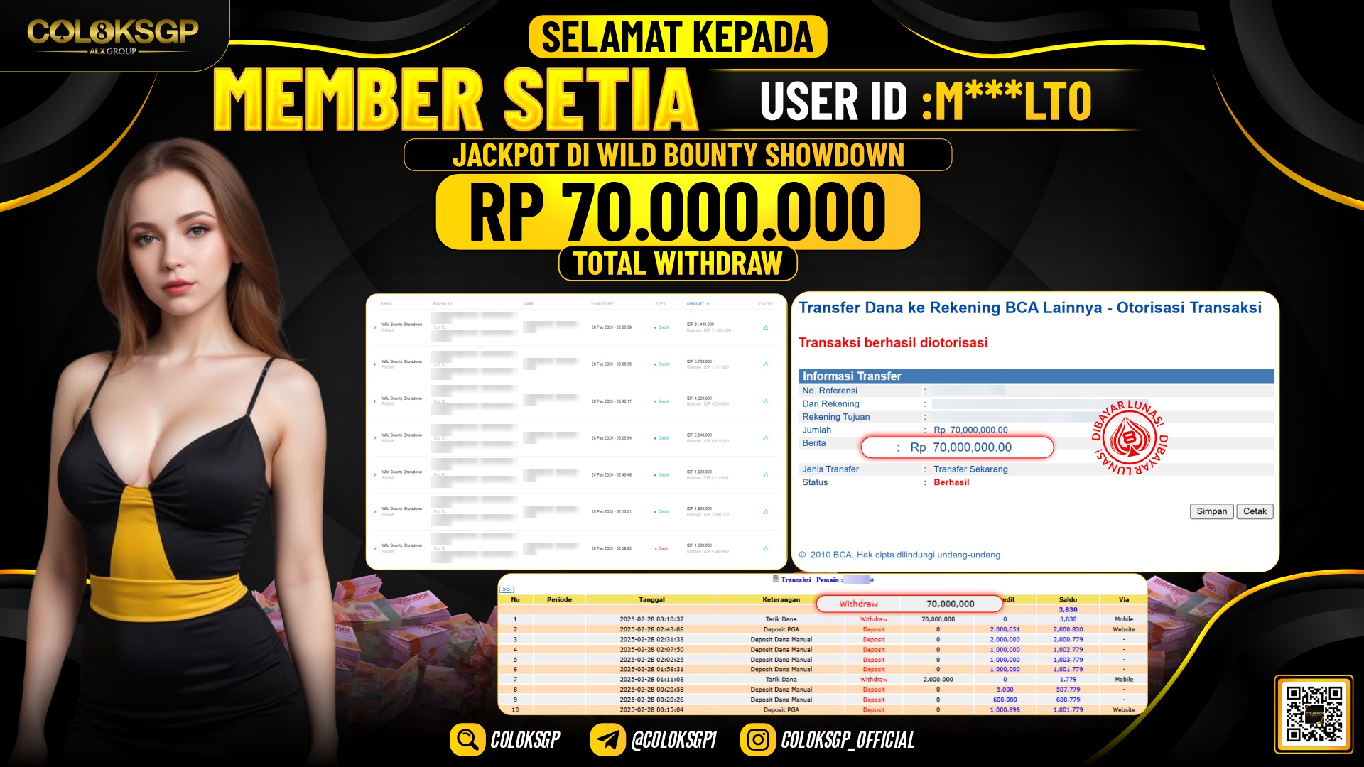 COLOKSGP JACKPOT SLOT GAMES RP 70.000.000 LUNAS