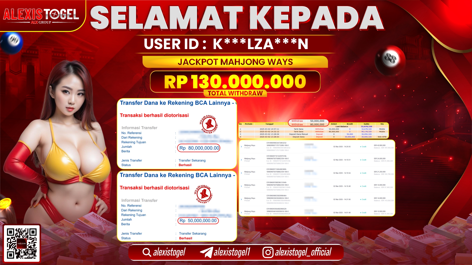 ALEXISTOGEL di SLOT MAHJONG WAYS RP.130.000.000 LUNAS