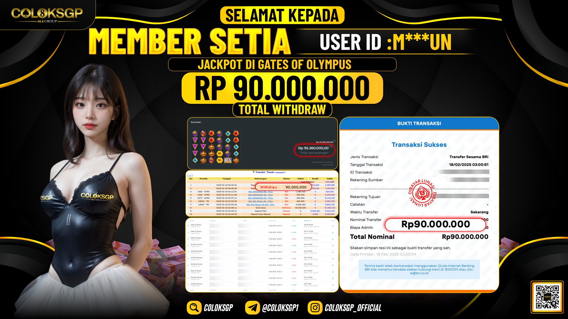 COLOKSGP JACKPOT SLOT GAMES RP 90.000.000 LUNAS