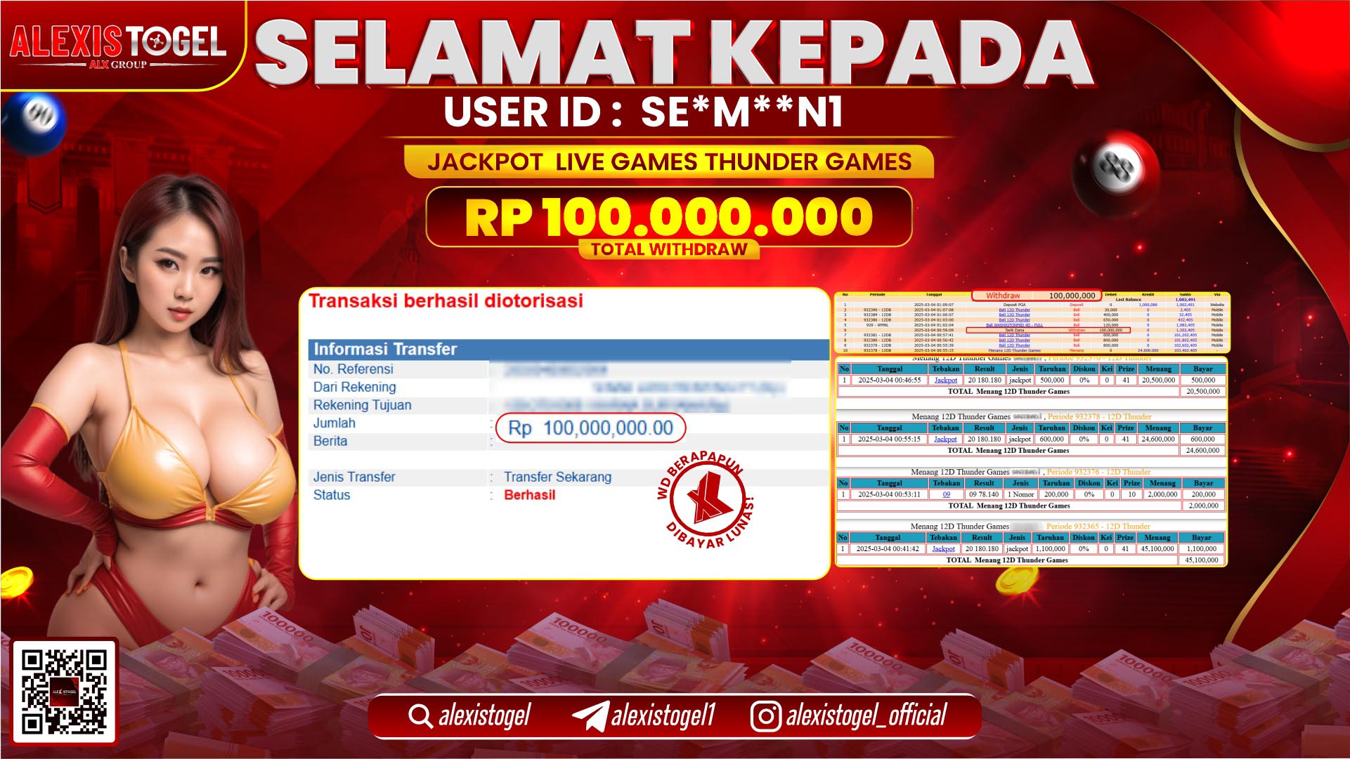 ALEXISTOGEL di LIVE GAME THUNDER RP.100.000.000 LUNAS