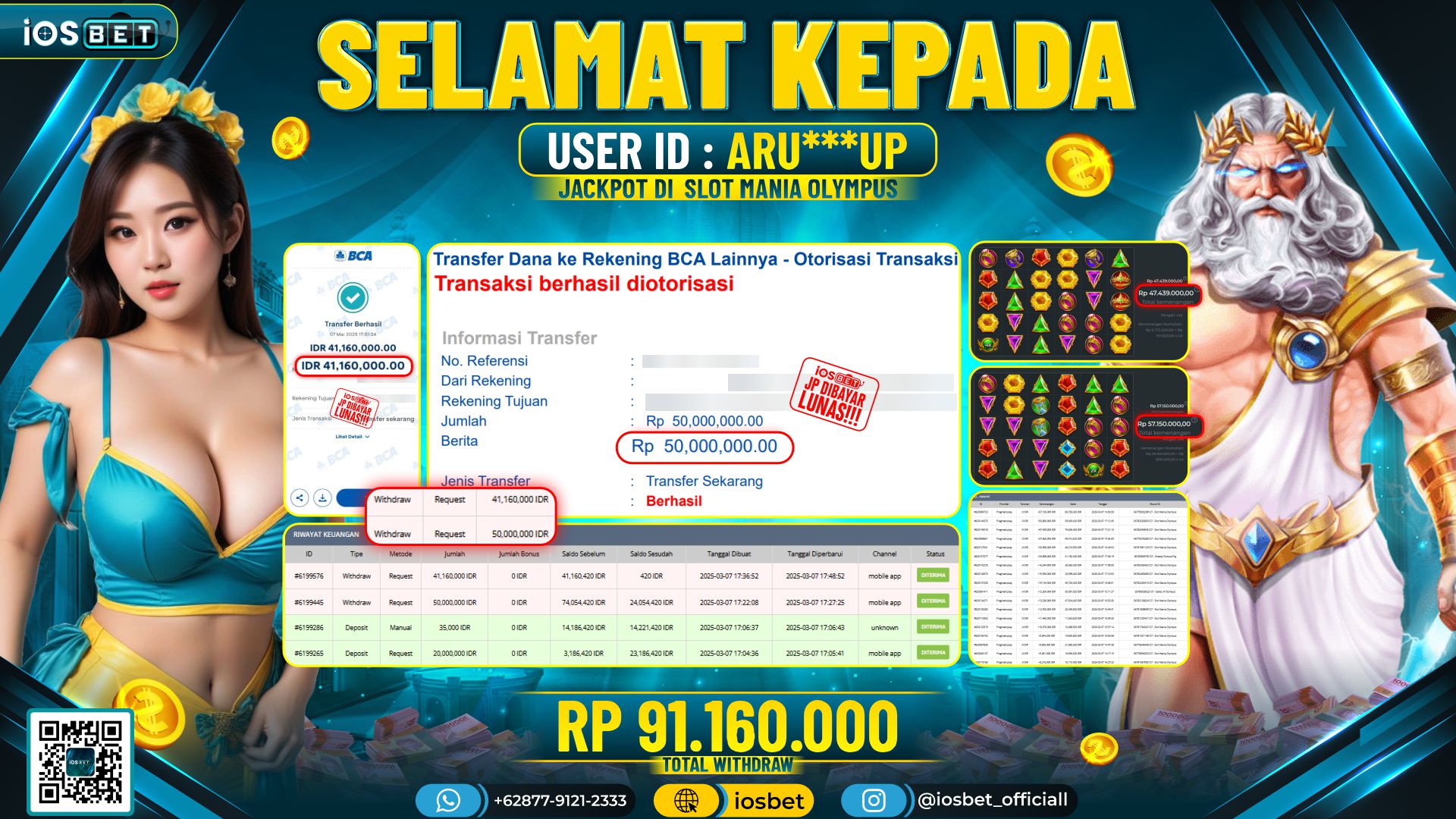 Bukti Pembayaran LUNAS SLOT GAME GACOR Rp.91.160.000,-