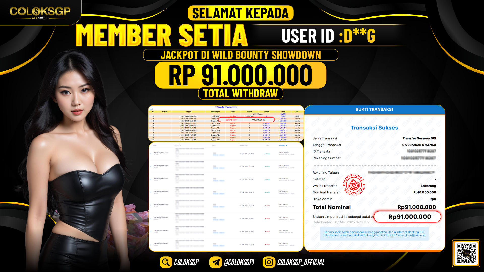 COLOKSGP JACKPOT SLOT GAMES RP 91.000.000 LUNAS